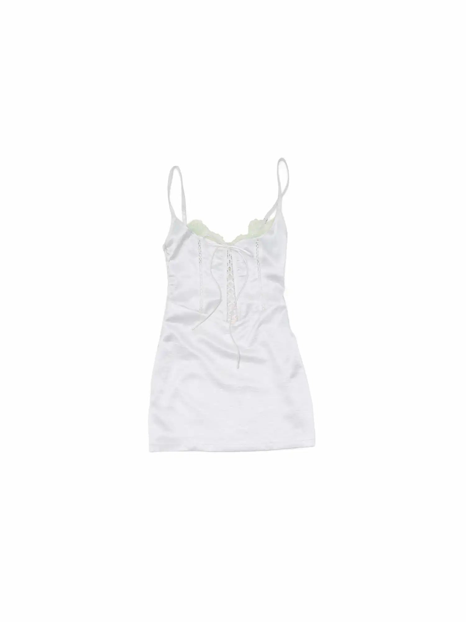 Faux-Layered Satin Lace Mini Dress