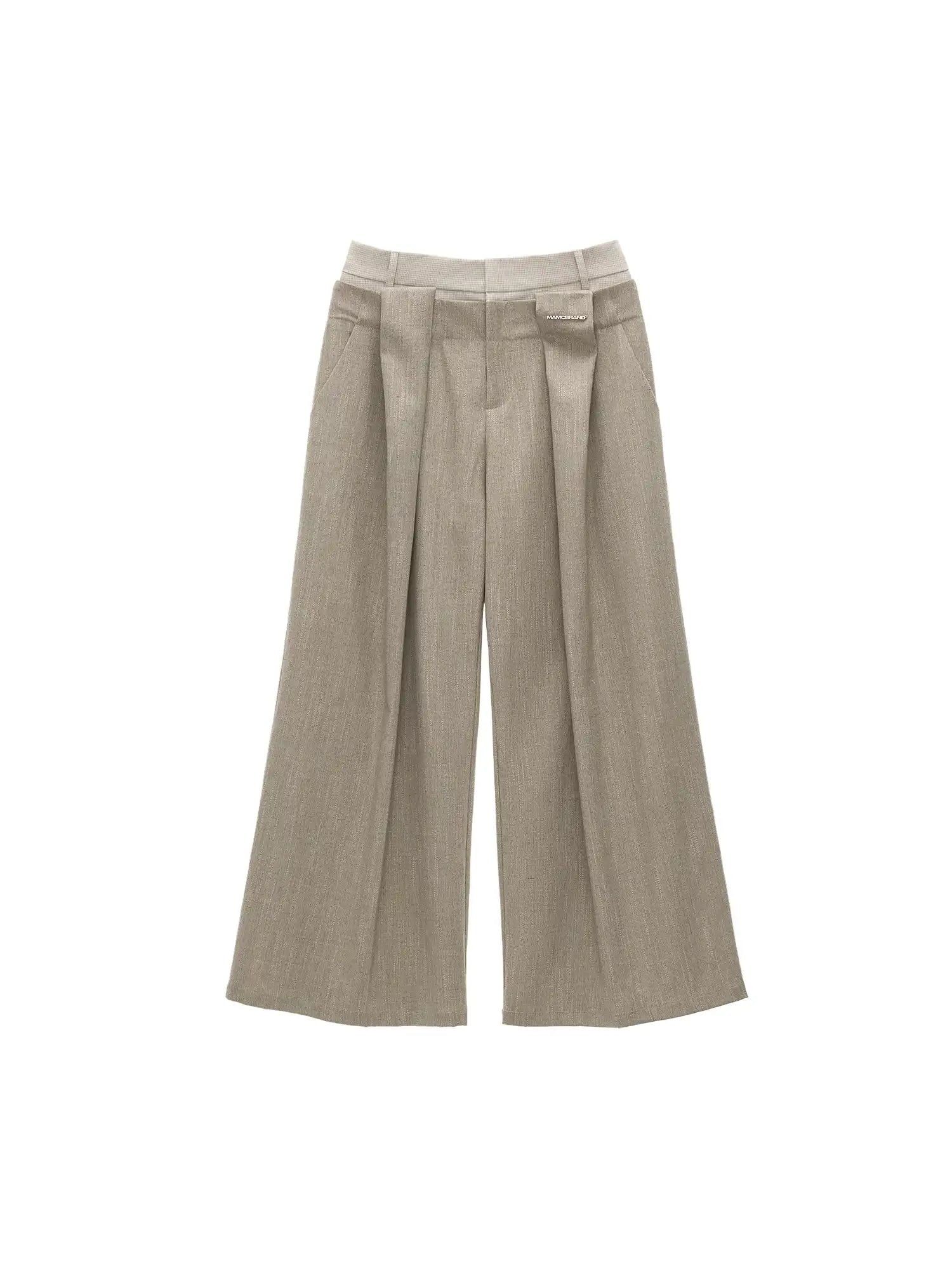 Double-Waisted Glen Check Wide-Leg Trousers