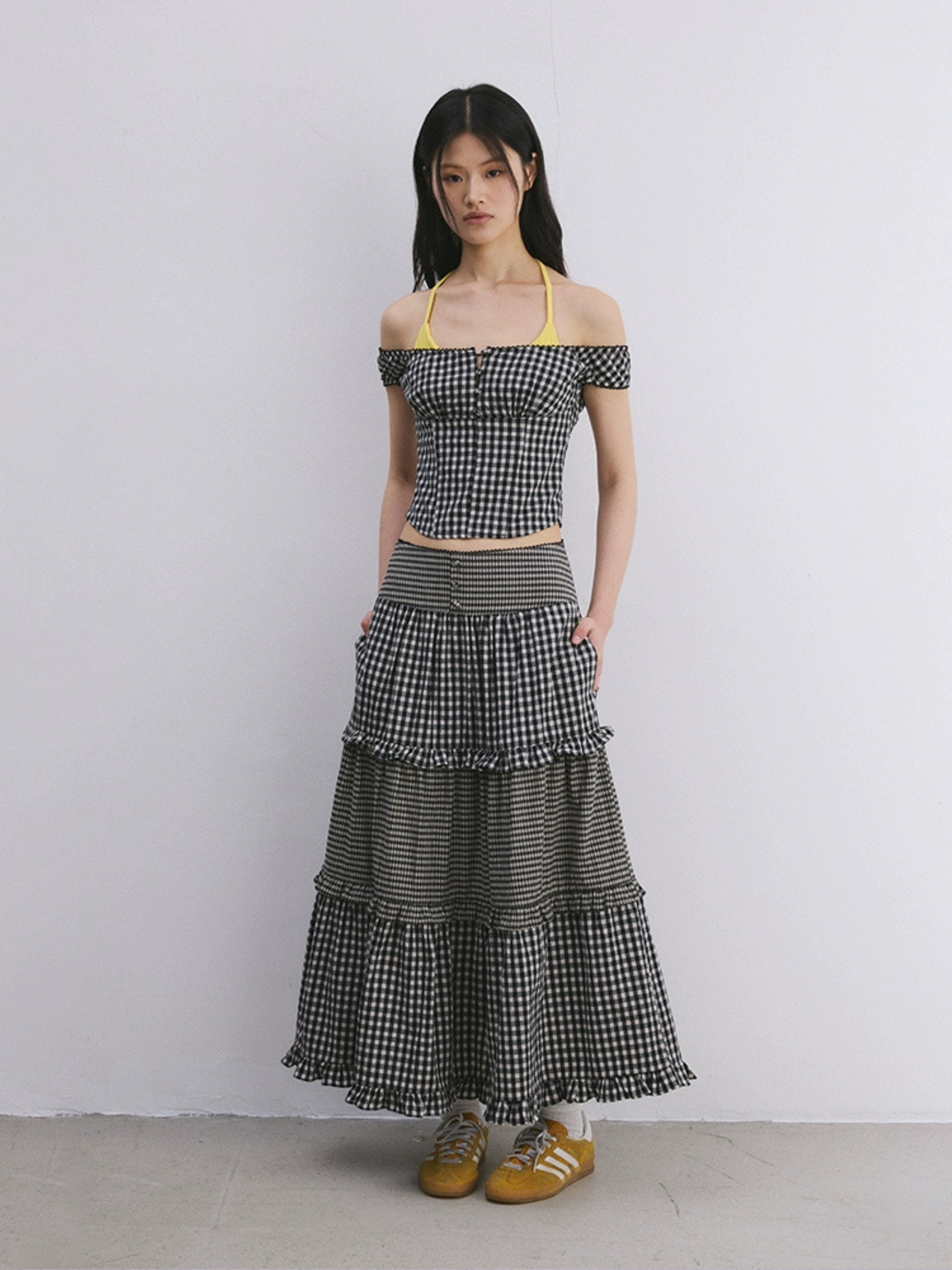 Smocked Waist Cotton Skirt