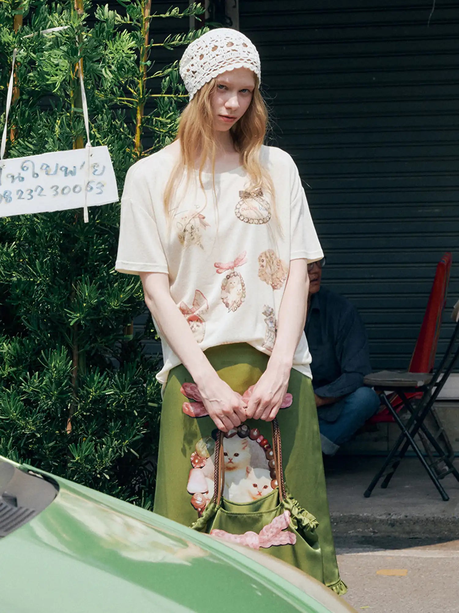 Vintage Cat Lyocell Linen Tee