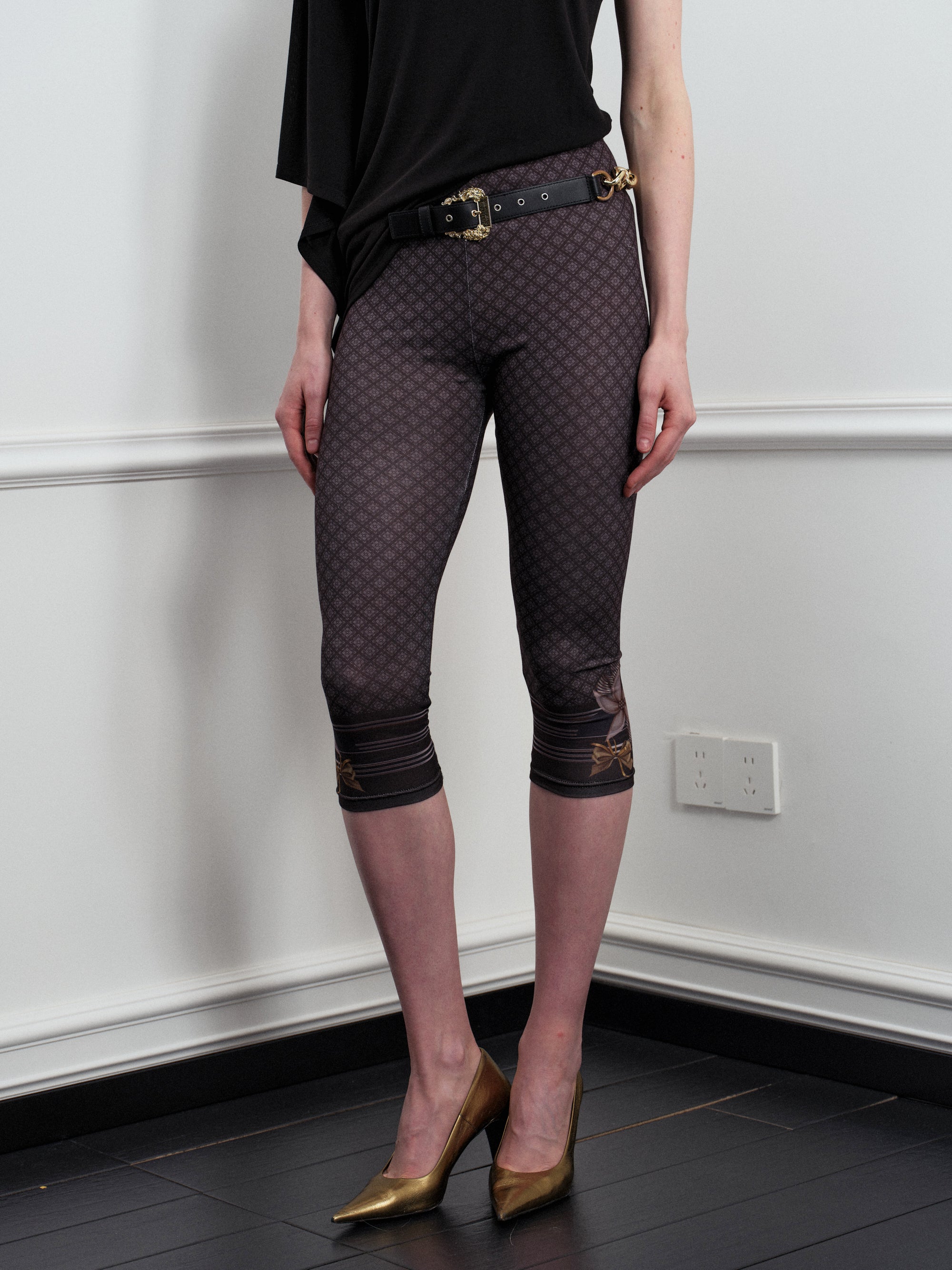 Geo Grid cropped leggings