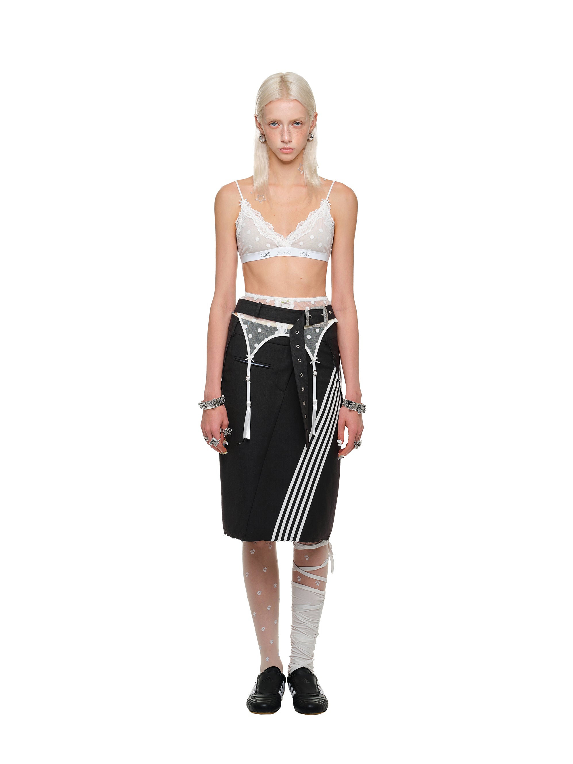 Tailored Stripe Deconstruction Skirt