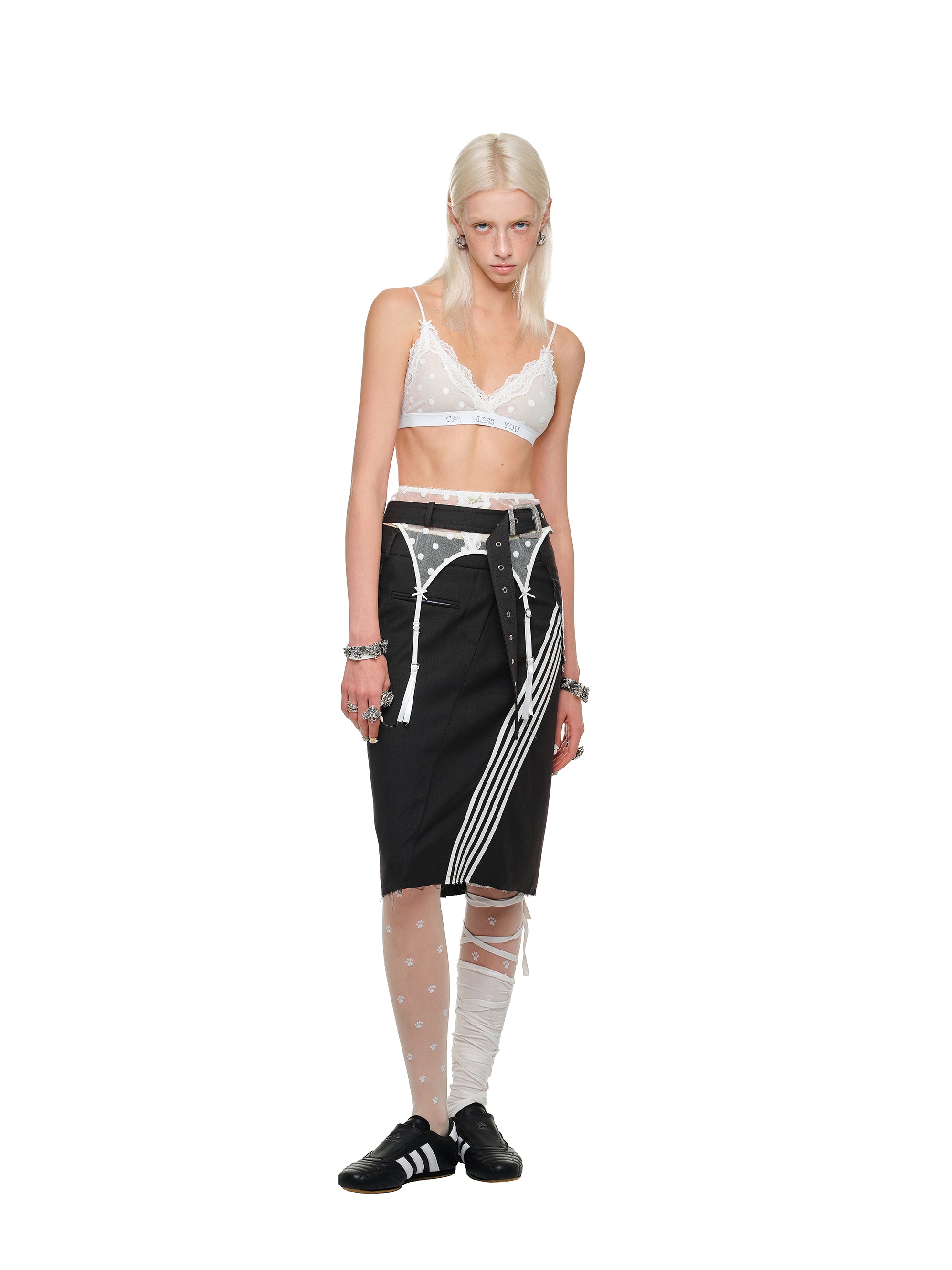 Tailored Stripe Deconstruction Skirt