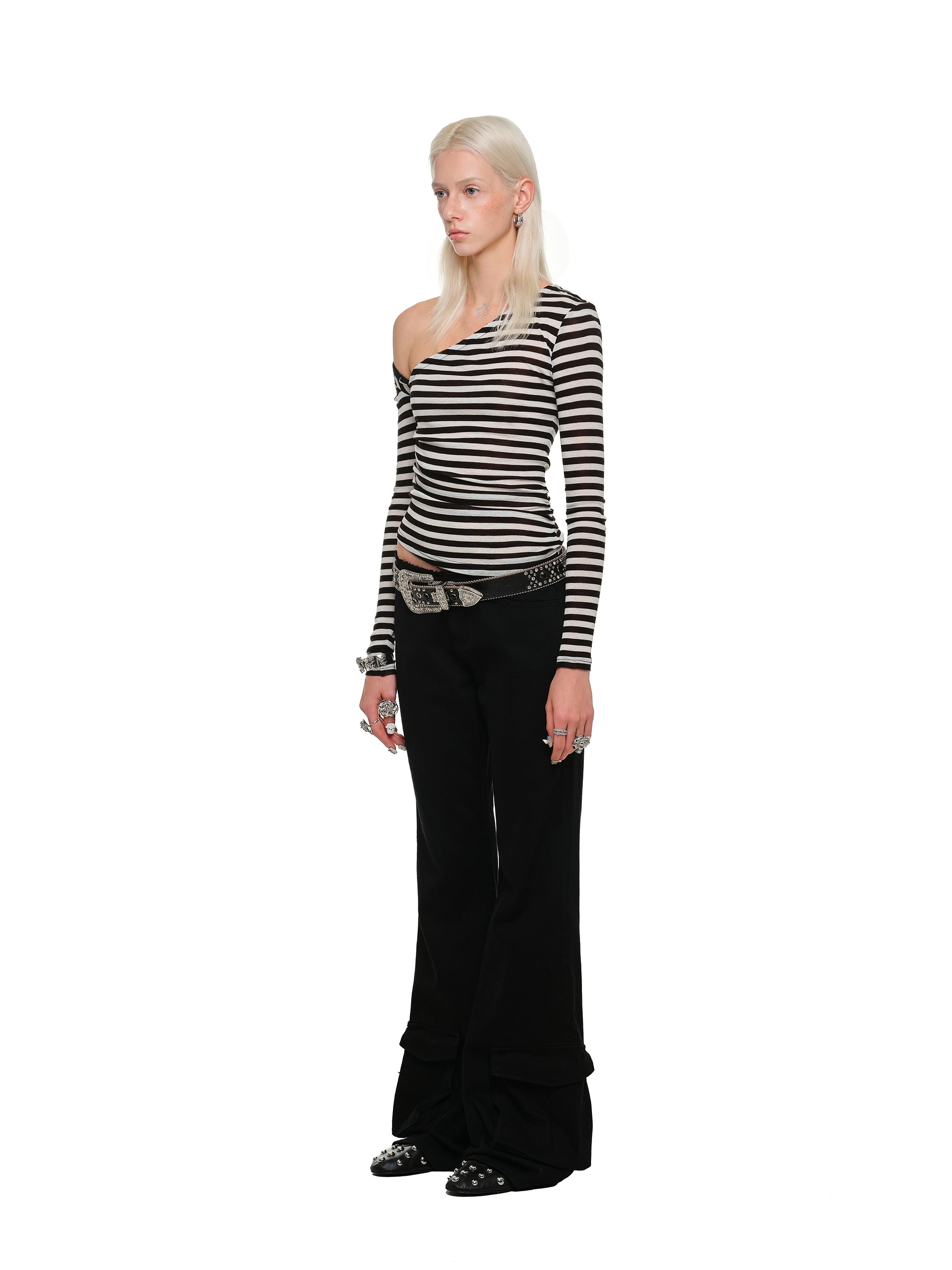 Asymmetric Buckle Shoulder Top