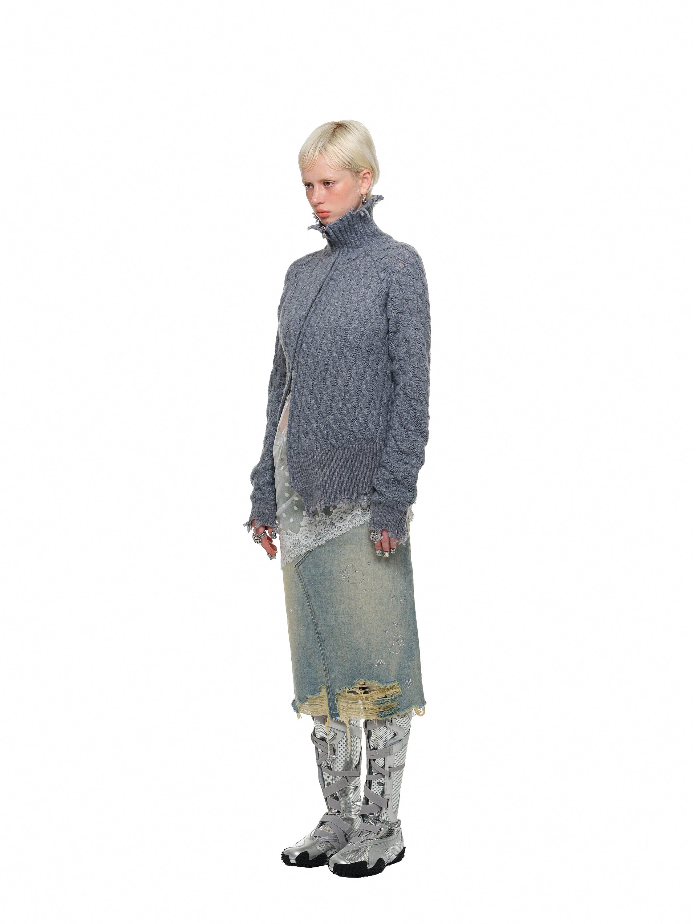 Twist Front Zip Knit