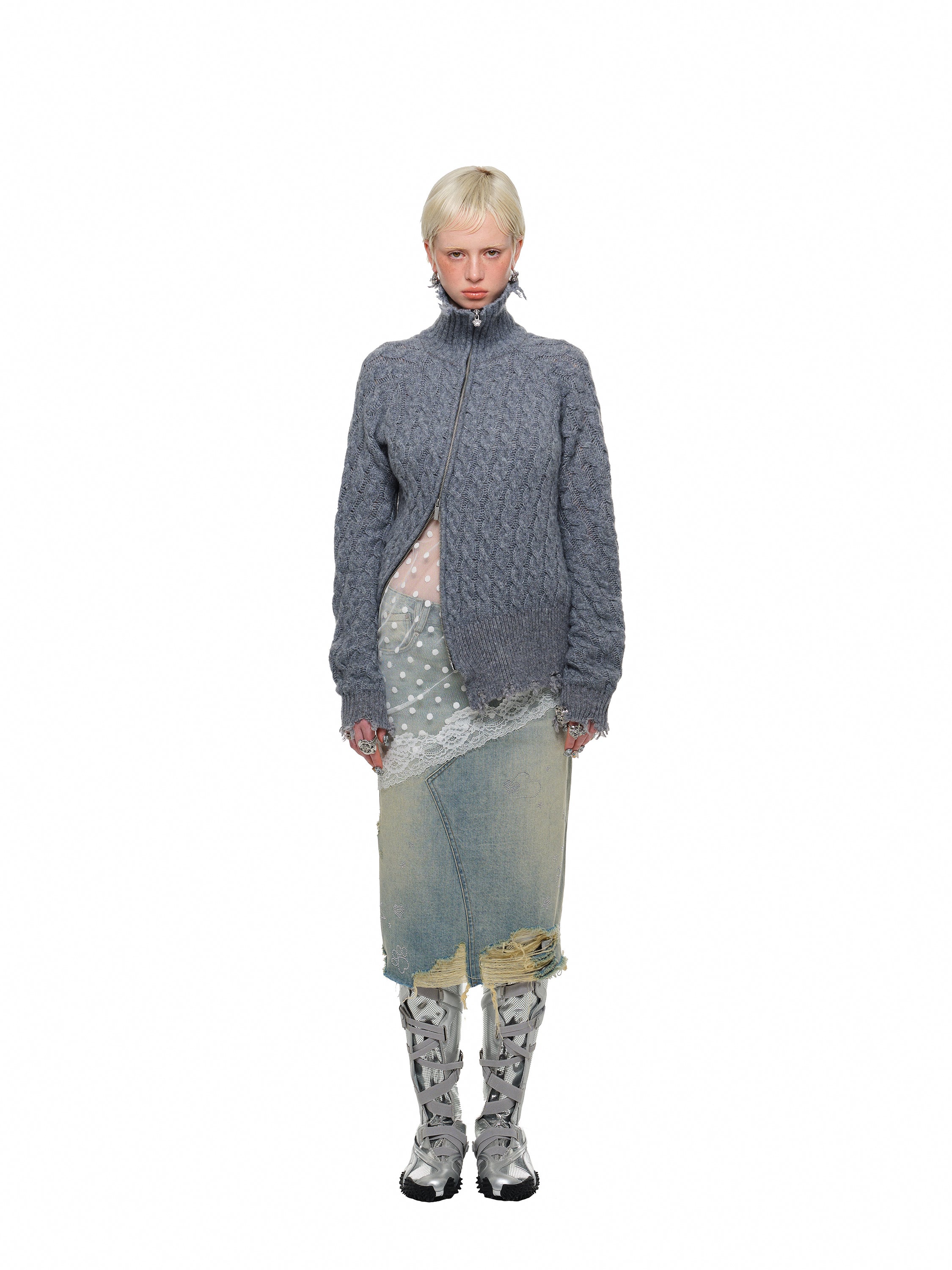 Twist Front Zip Knit