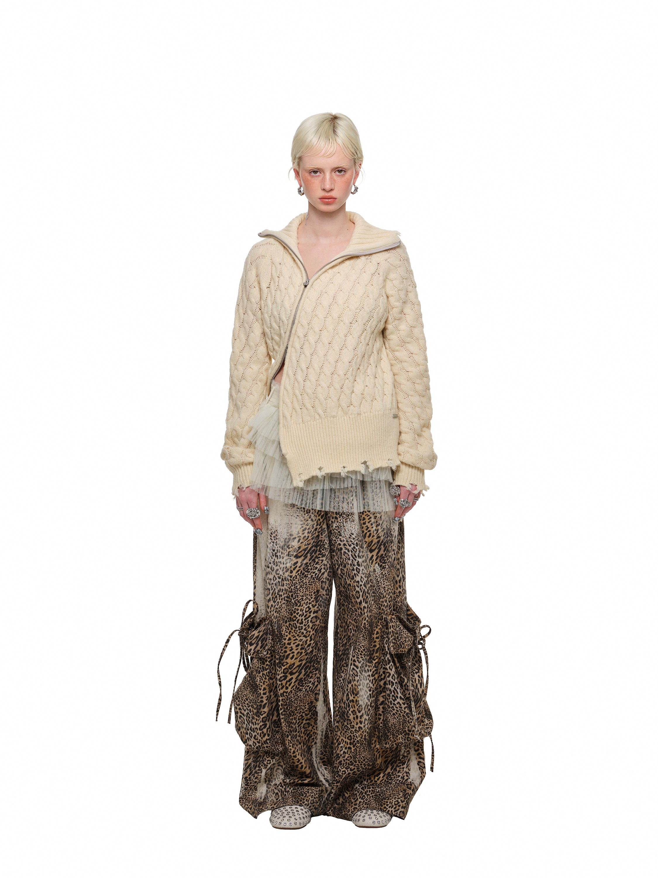 Twist Front Zip Knit