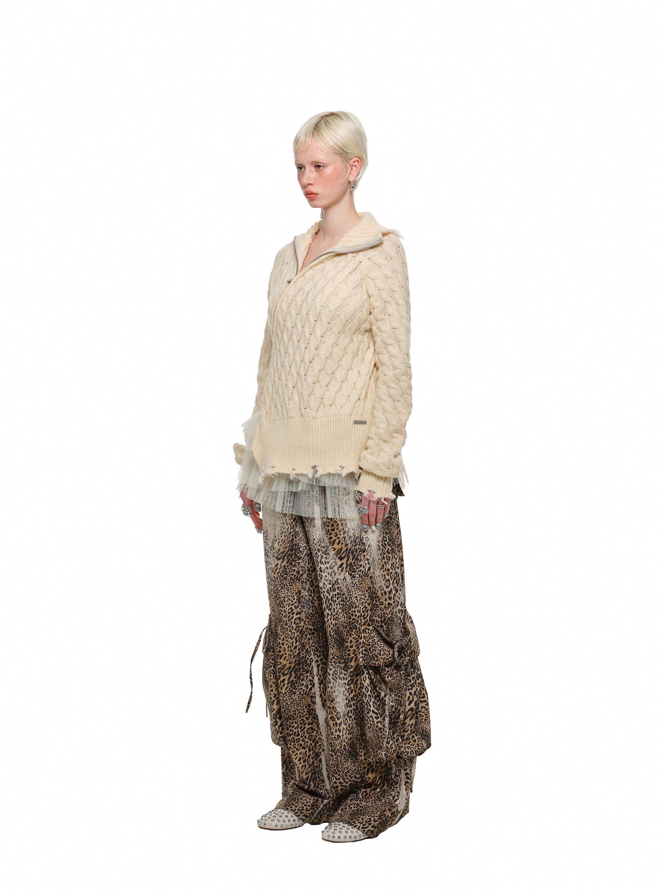 Twist Front Zip Knit