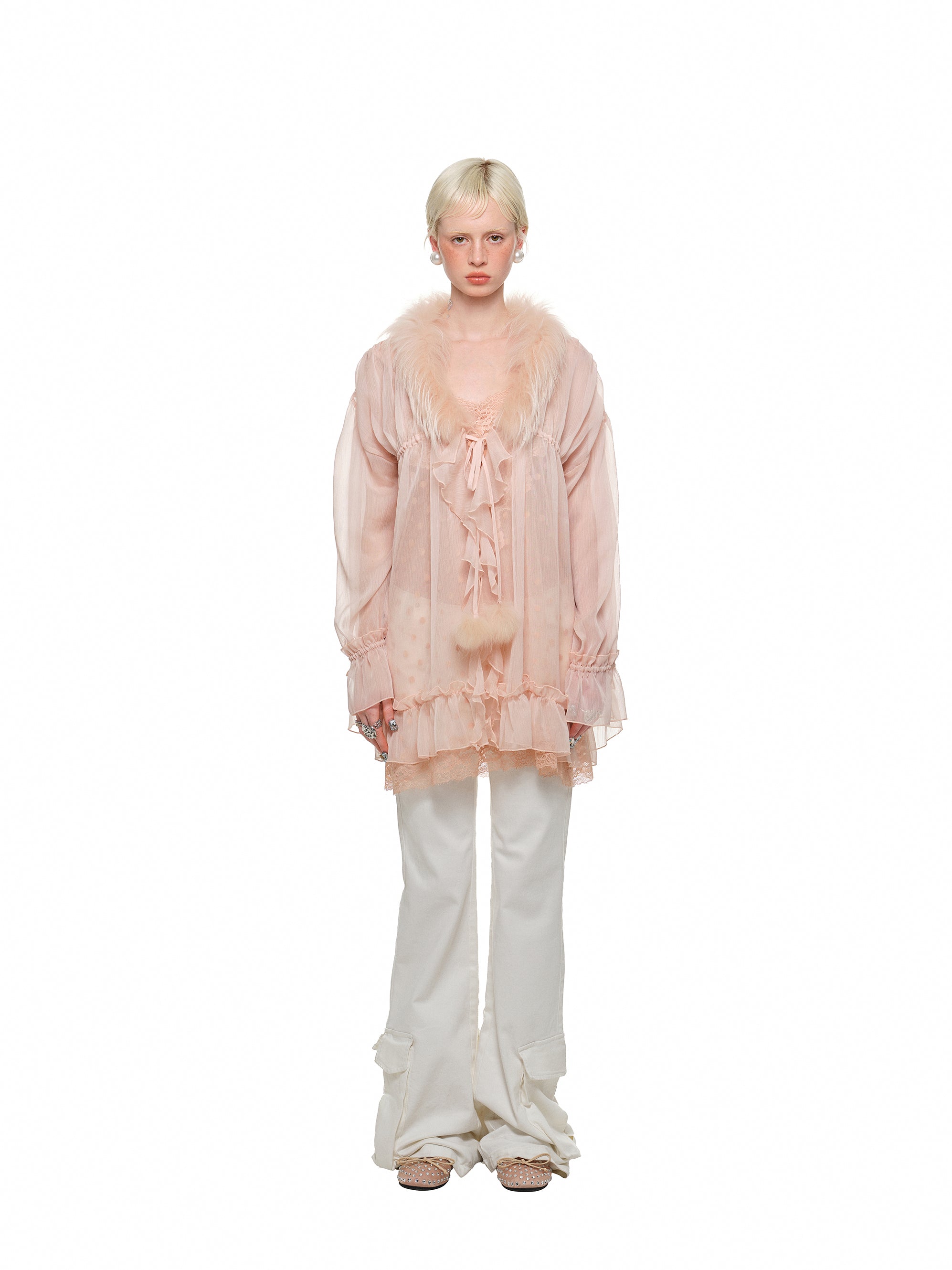 Cloudlight Sheer Tie Blouse