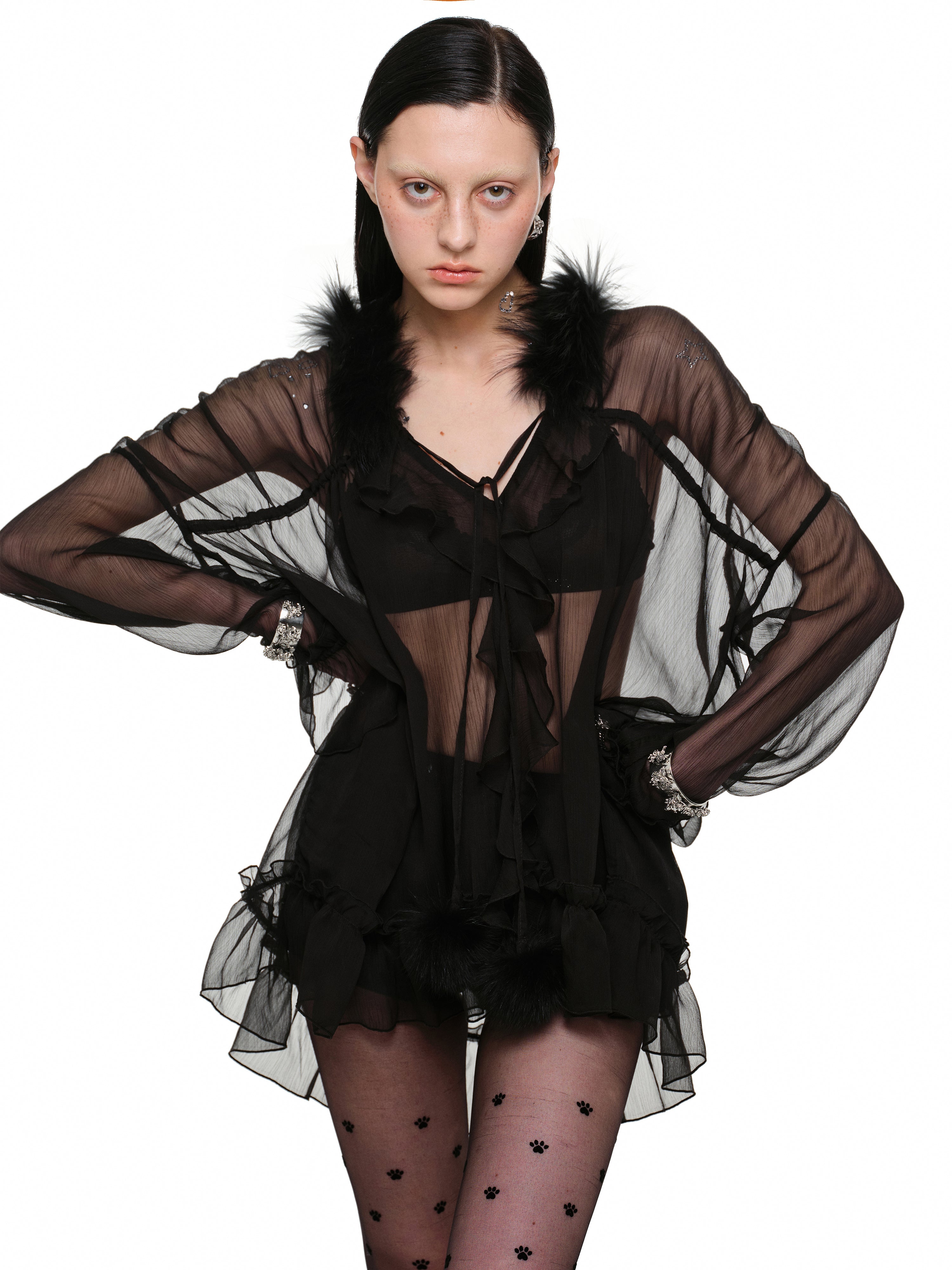 Cloudlight Sheer Tie Blouse