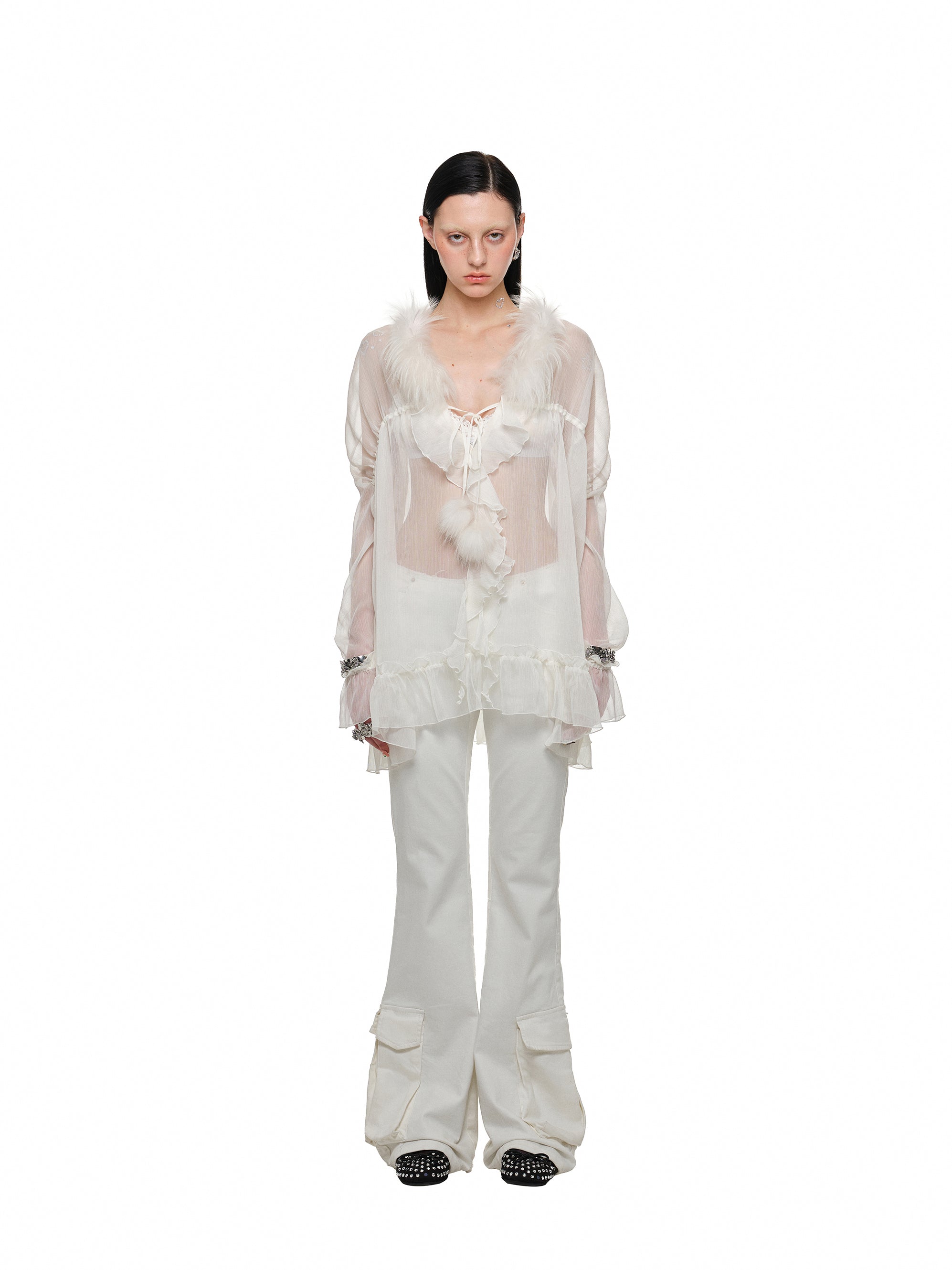 Cloudlight Sheer Tie Blouse