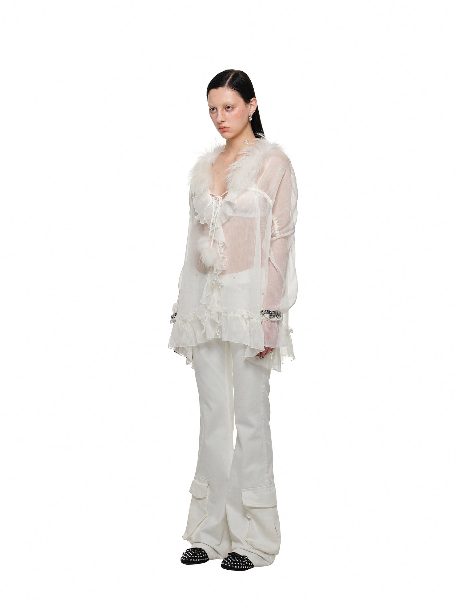 Cloudlight Sheer Tie Blouse