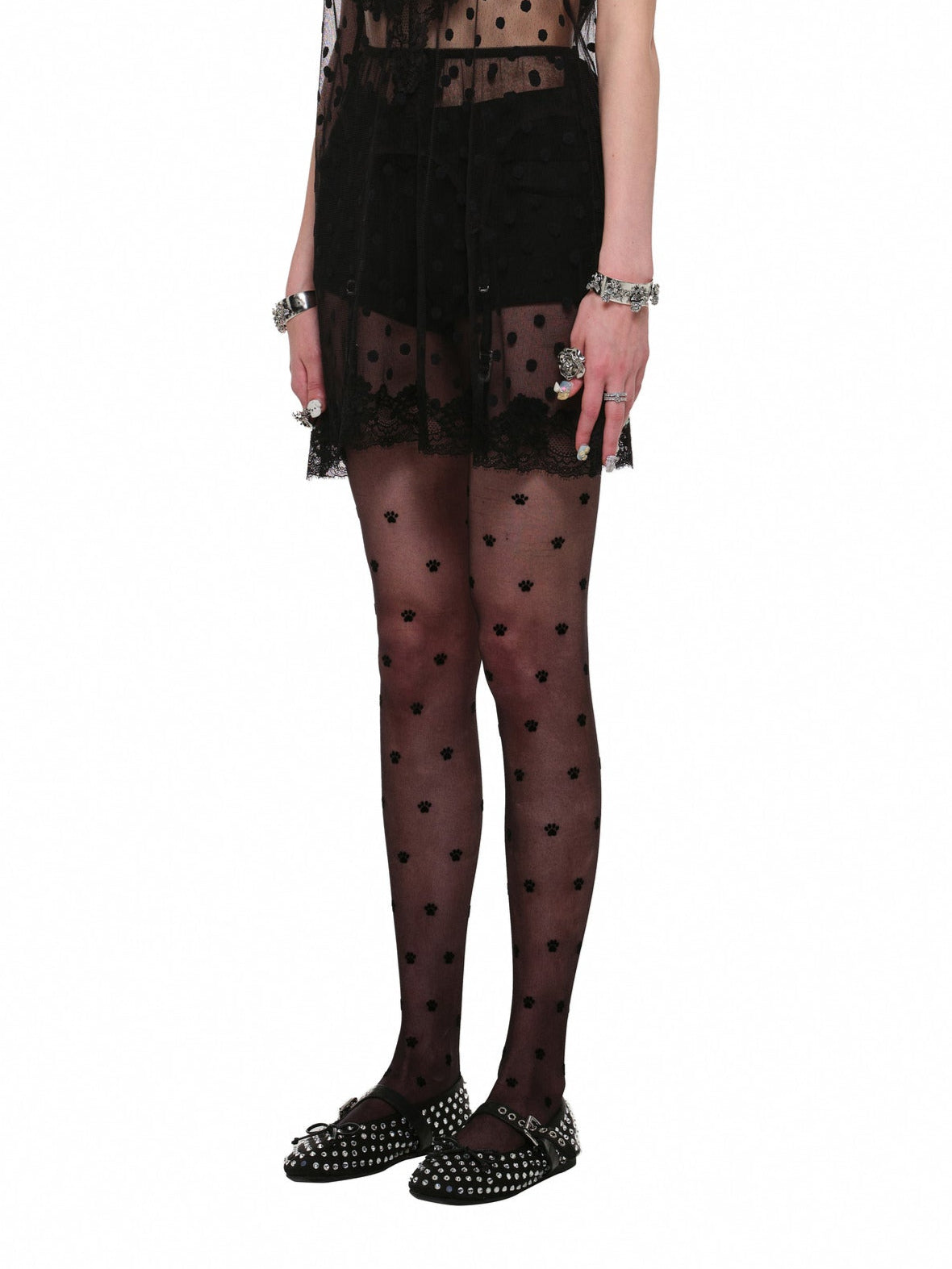 Strumpfhose mit Pfotenpunkten