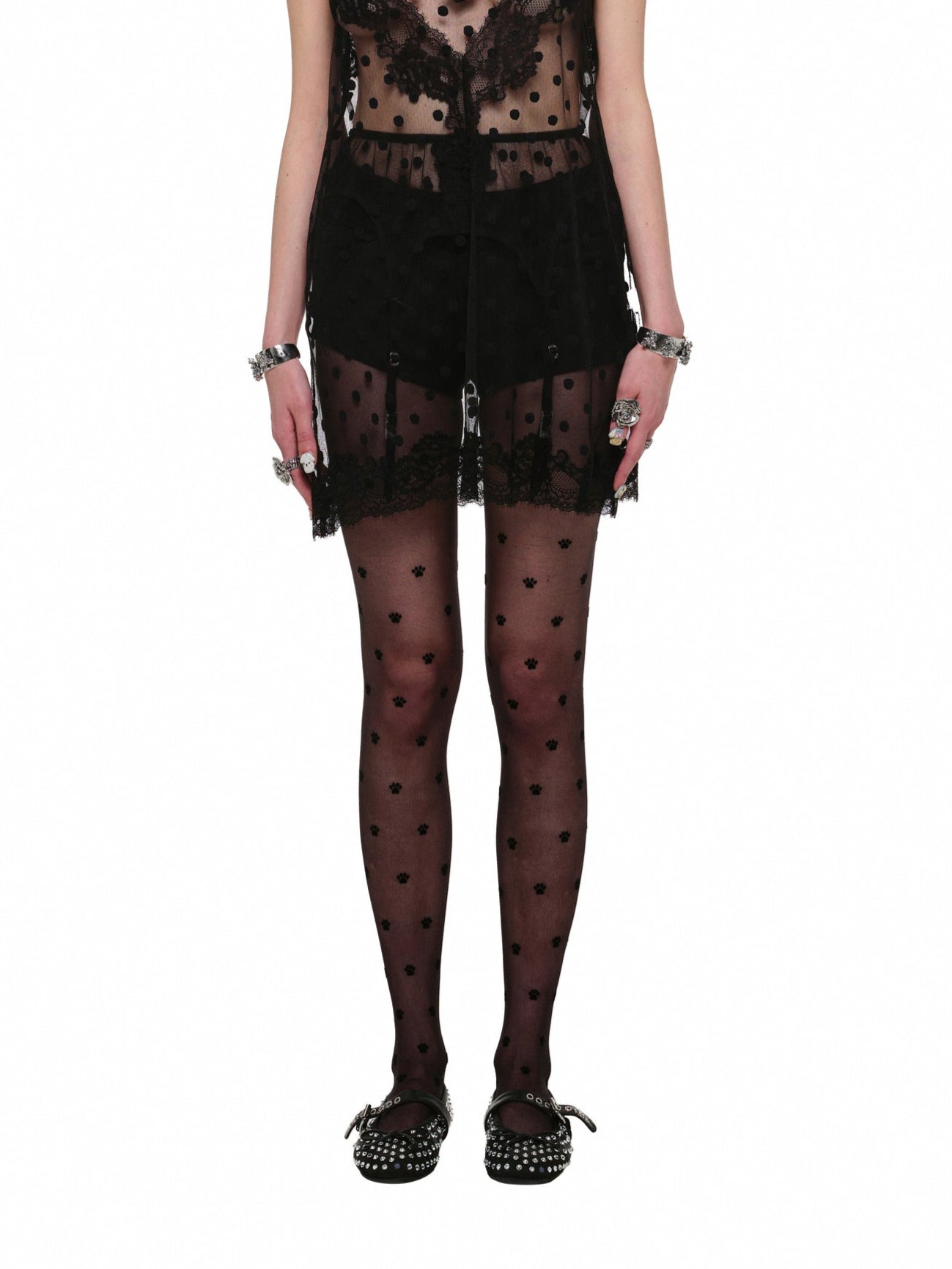 Strumpfhose mit Pfotenpunkten