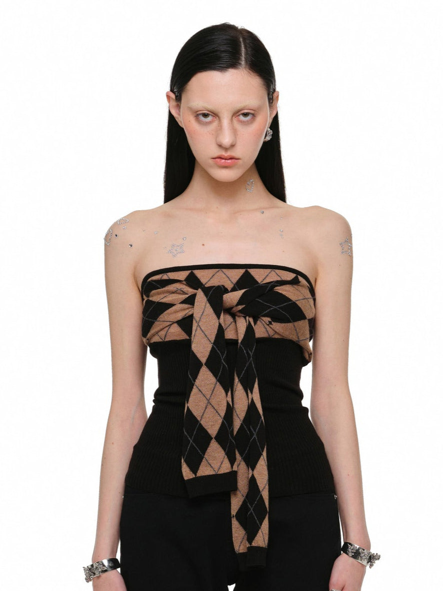 Diamond Line Knit Tube Top