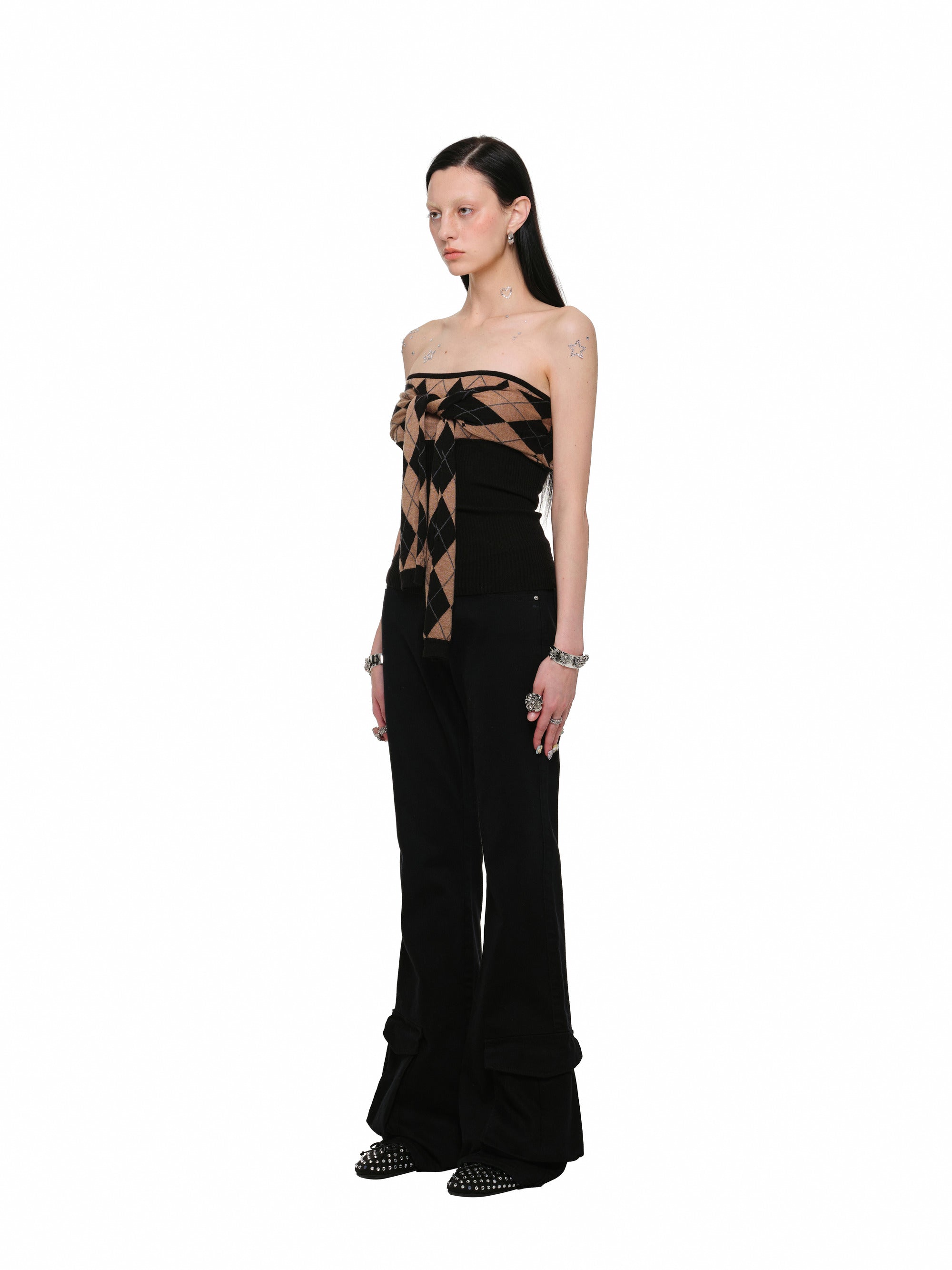 Diamond Line Knit Tube Top