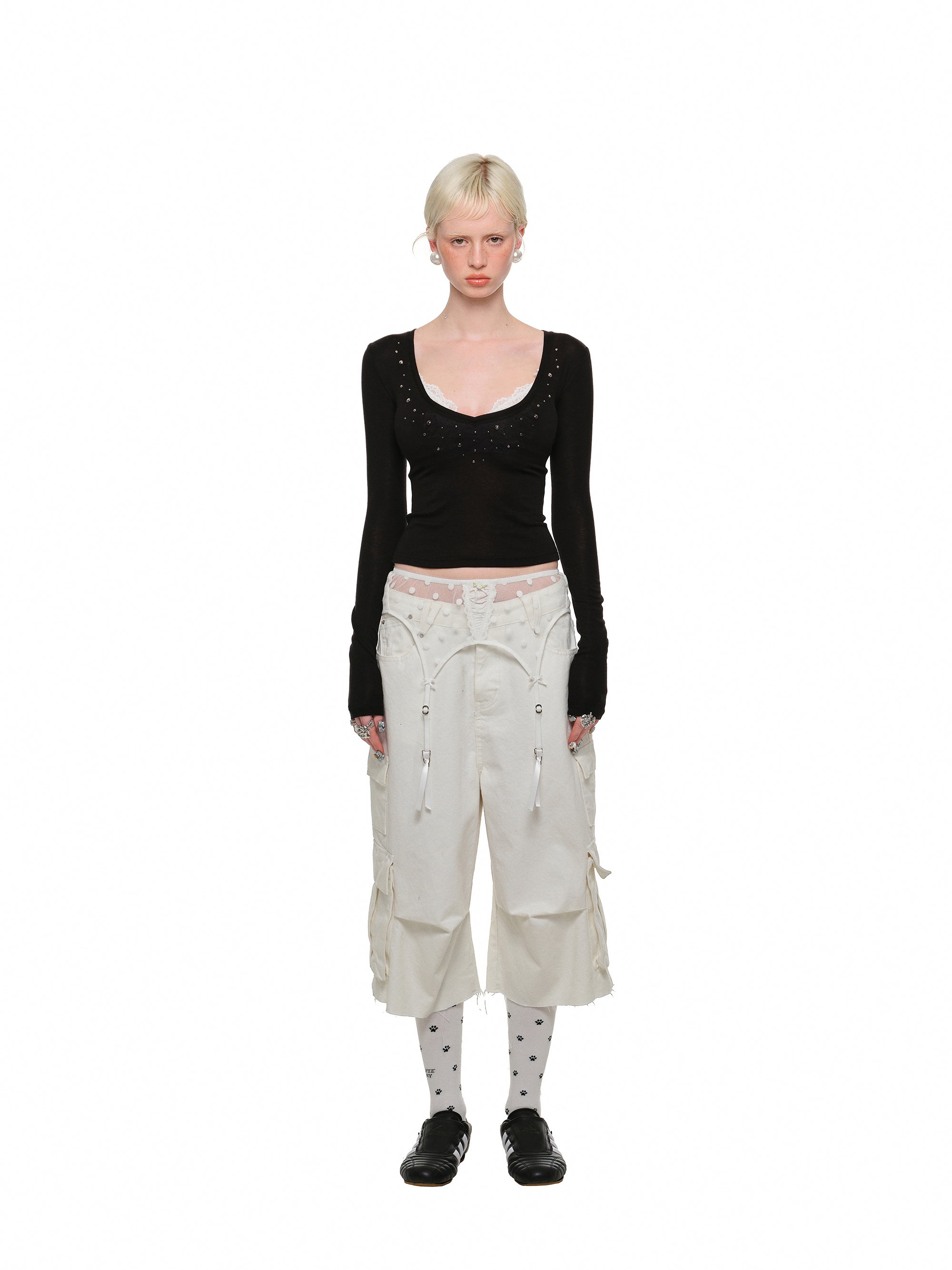 Studded Deep V Tee