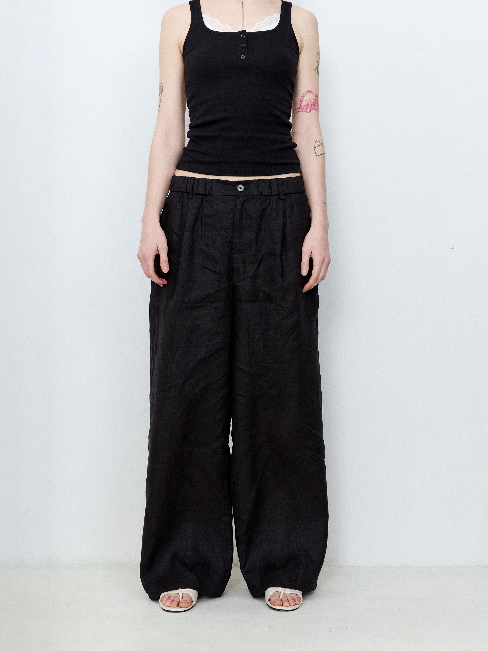 Linen Wide-Leg Trousers