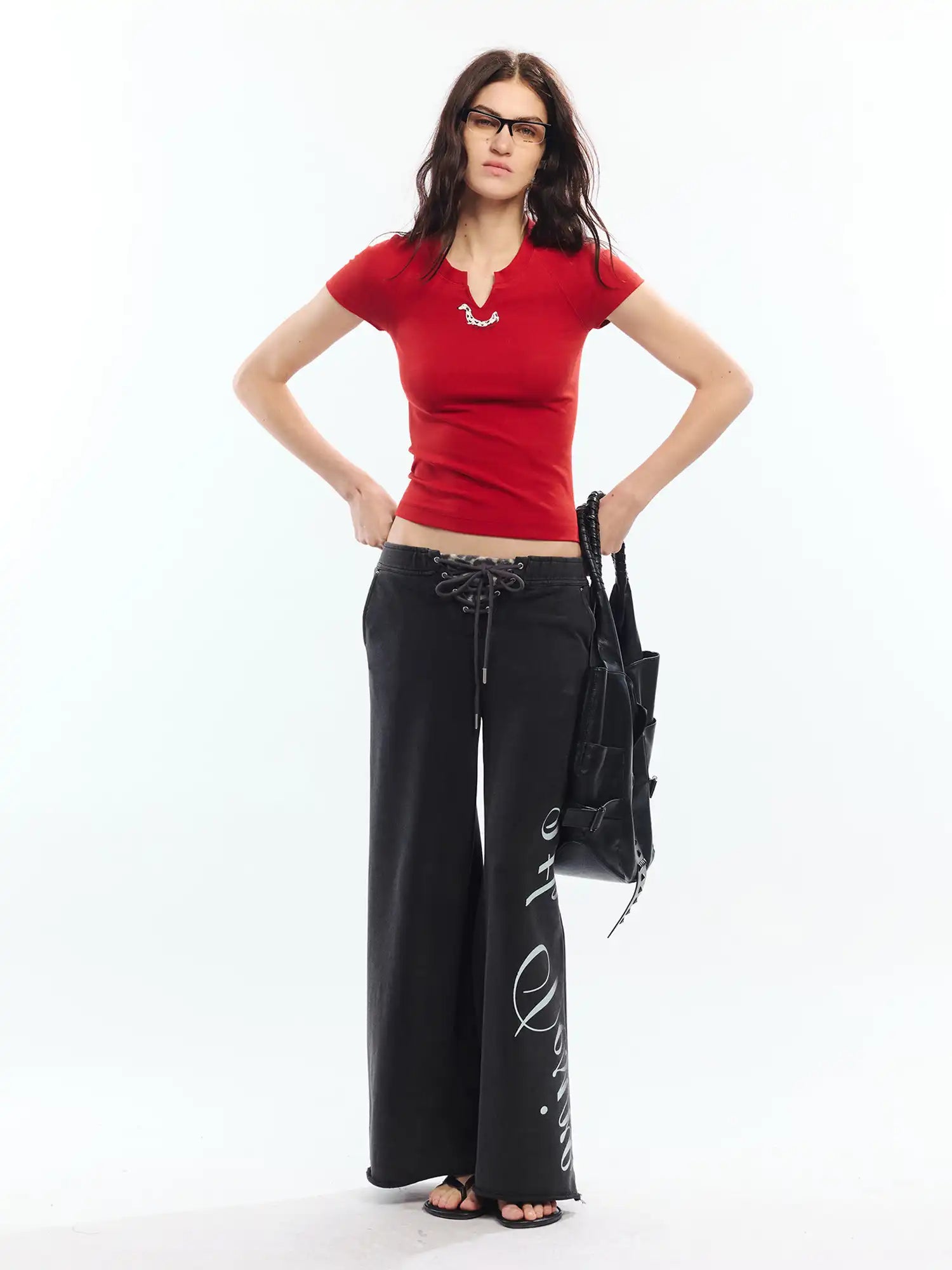 2th Desire Dalmatian Graphic Notched V Neck Crop Top | Canton Collective