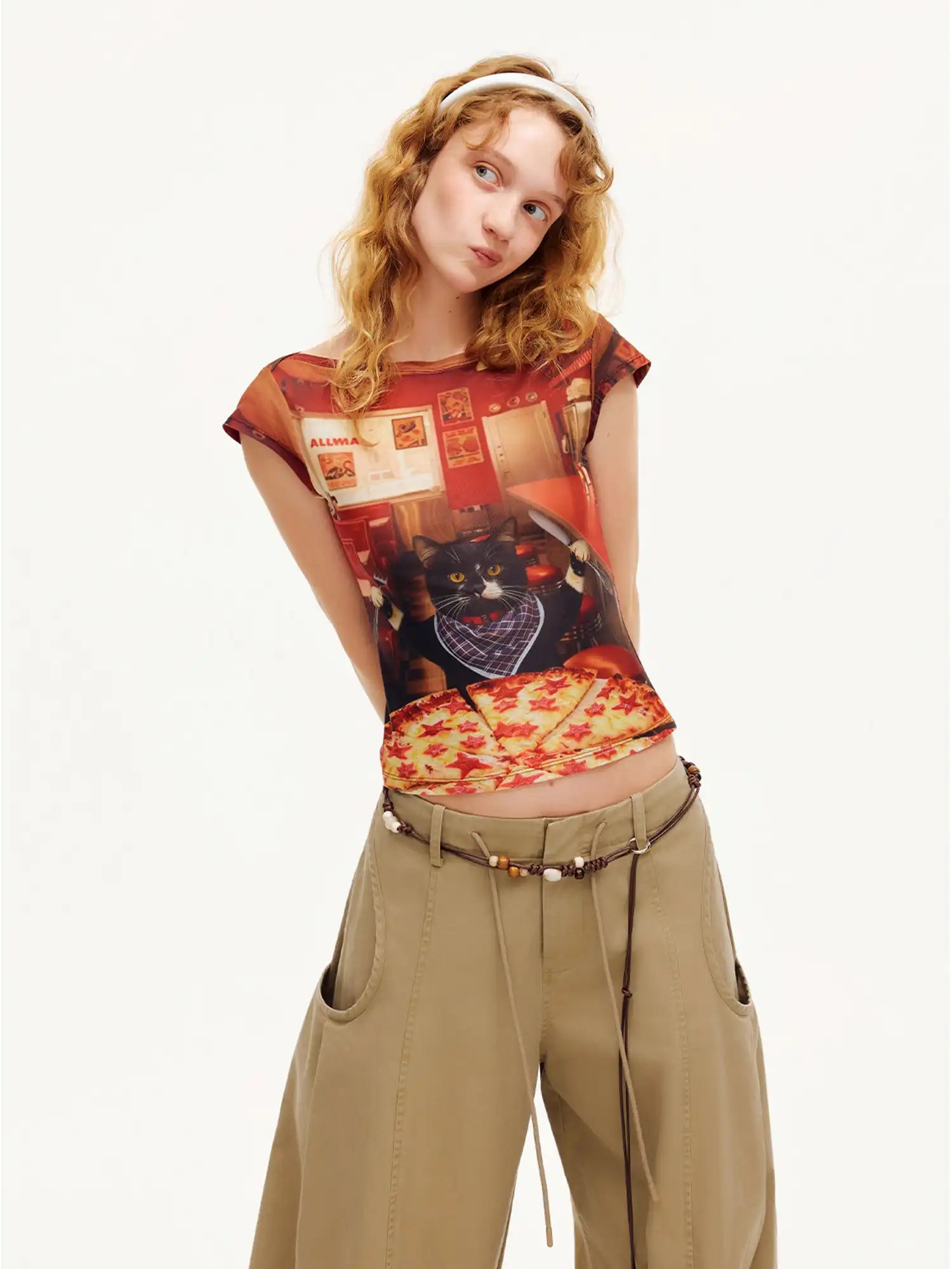 Outtheblue Watercolor Cat Cap Sleeve Fitted Tee | Canton Collective