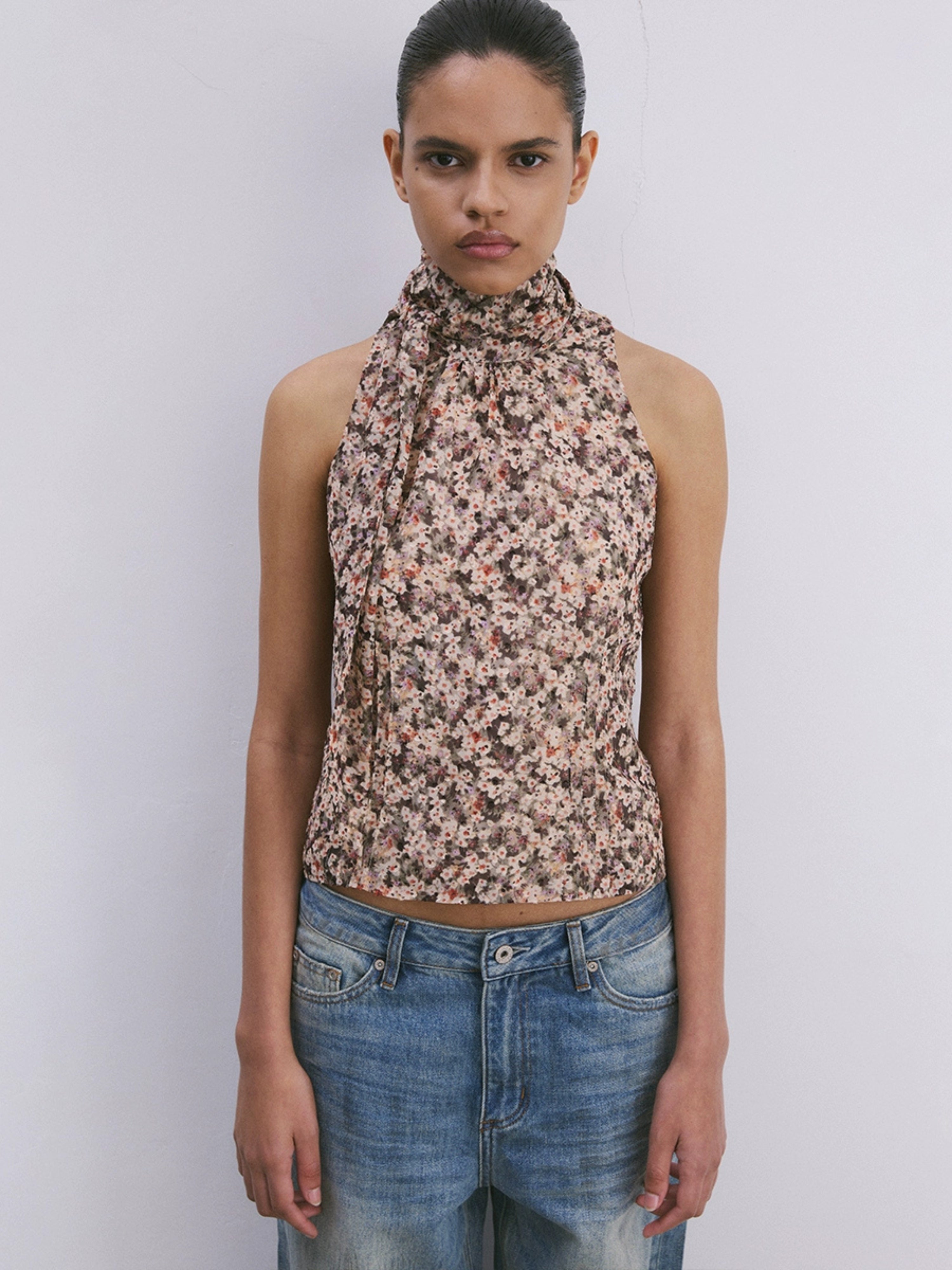 Gingham Wrap Neck Tank