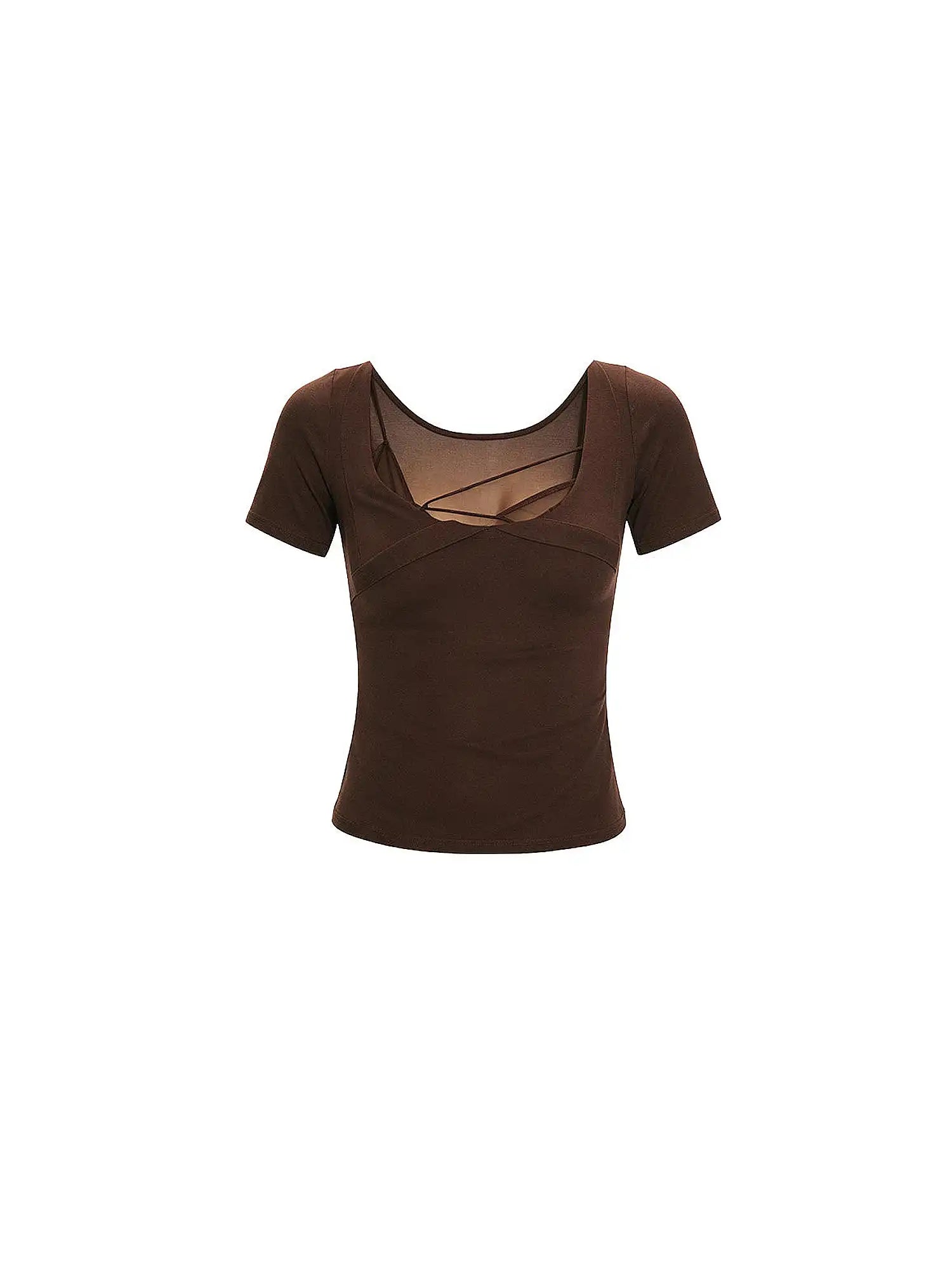Sheer Layered Half Sleeve Tee