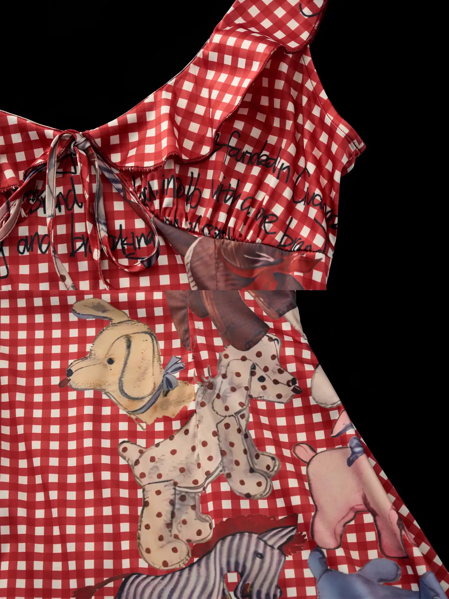 Ruffle Trim Gingham Babydoll Mini Dress