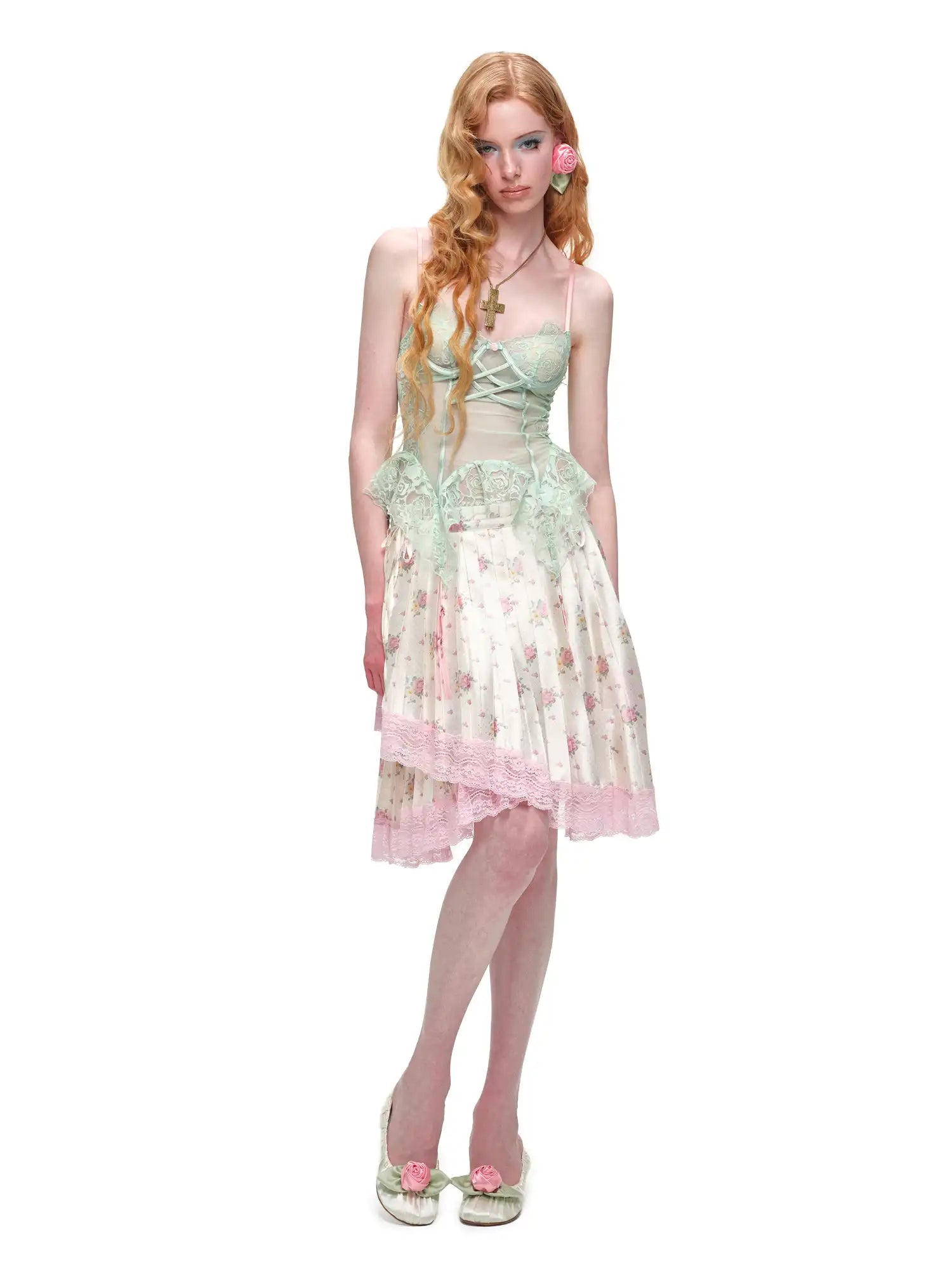 Romantic Sheer Rose Lace Bustier Corset Top