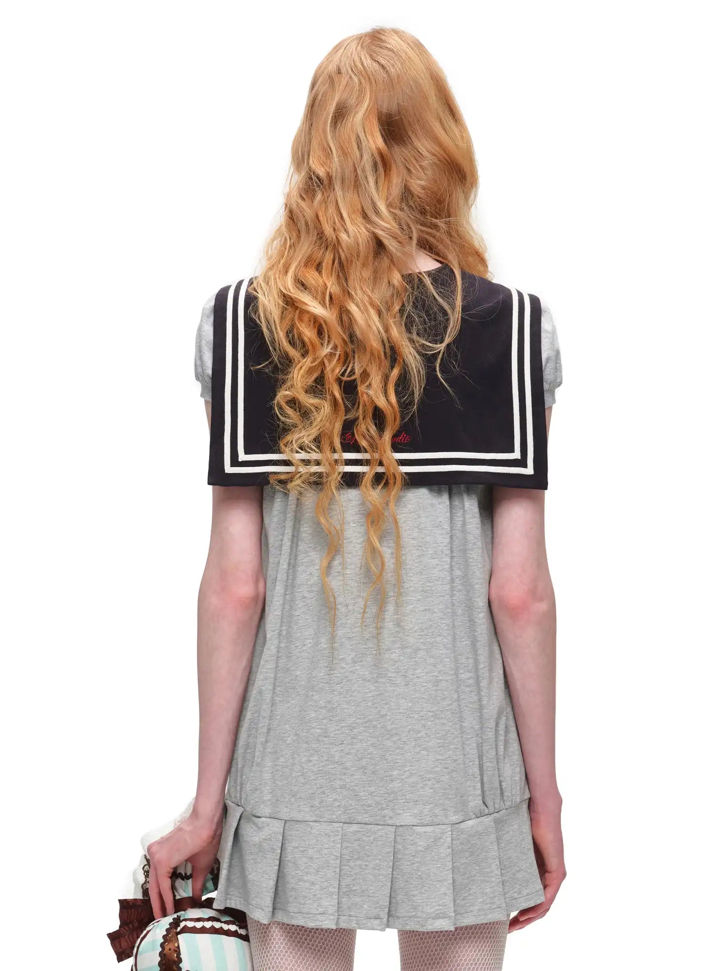 Nautical Vintage Sailor Collar Pleated Mini Dress