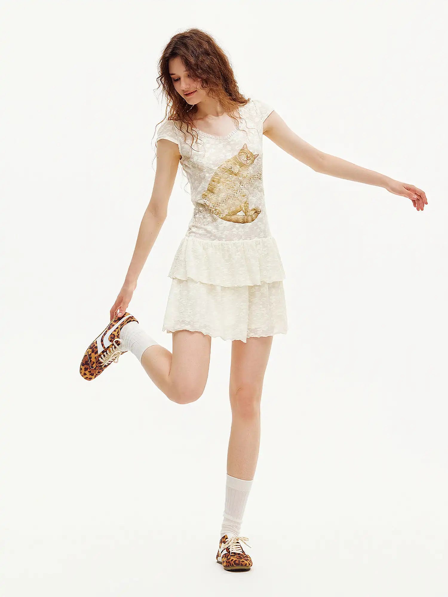 Outtheblue Ginger Cat V-Neck Lace Mini Dress | Canton Collective