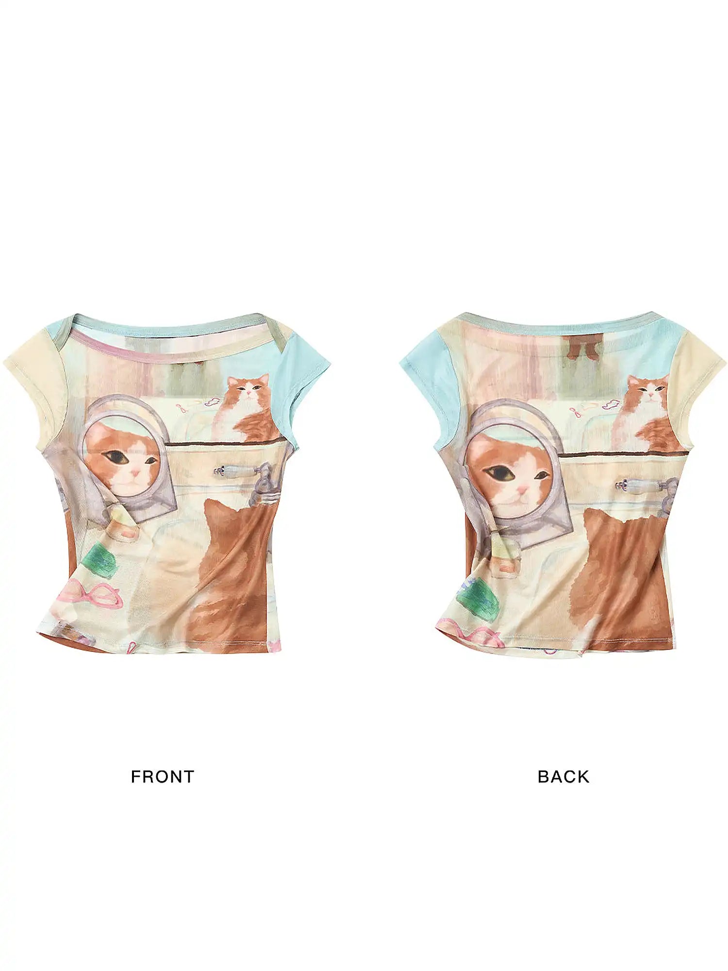 Outtheblue Watercolor Cat Cap Sleeve Fitted Tee | Canton Collective