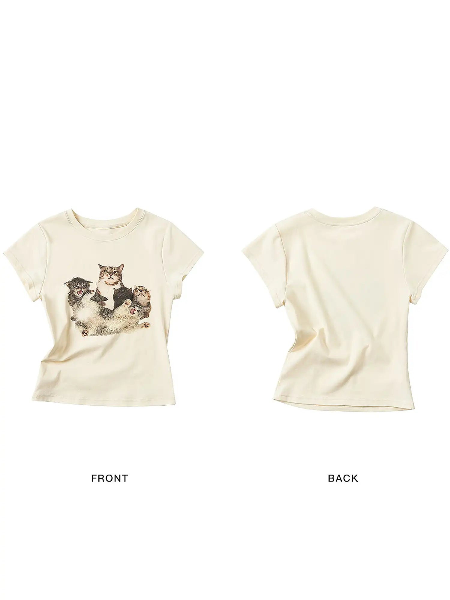 Outtheblue Playful Cat Print Cotton Jersey Cropped Tee | Canton Collective