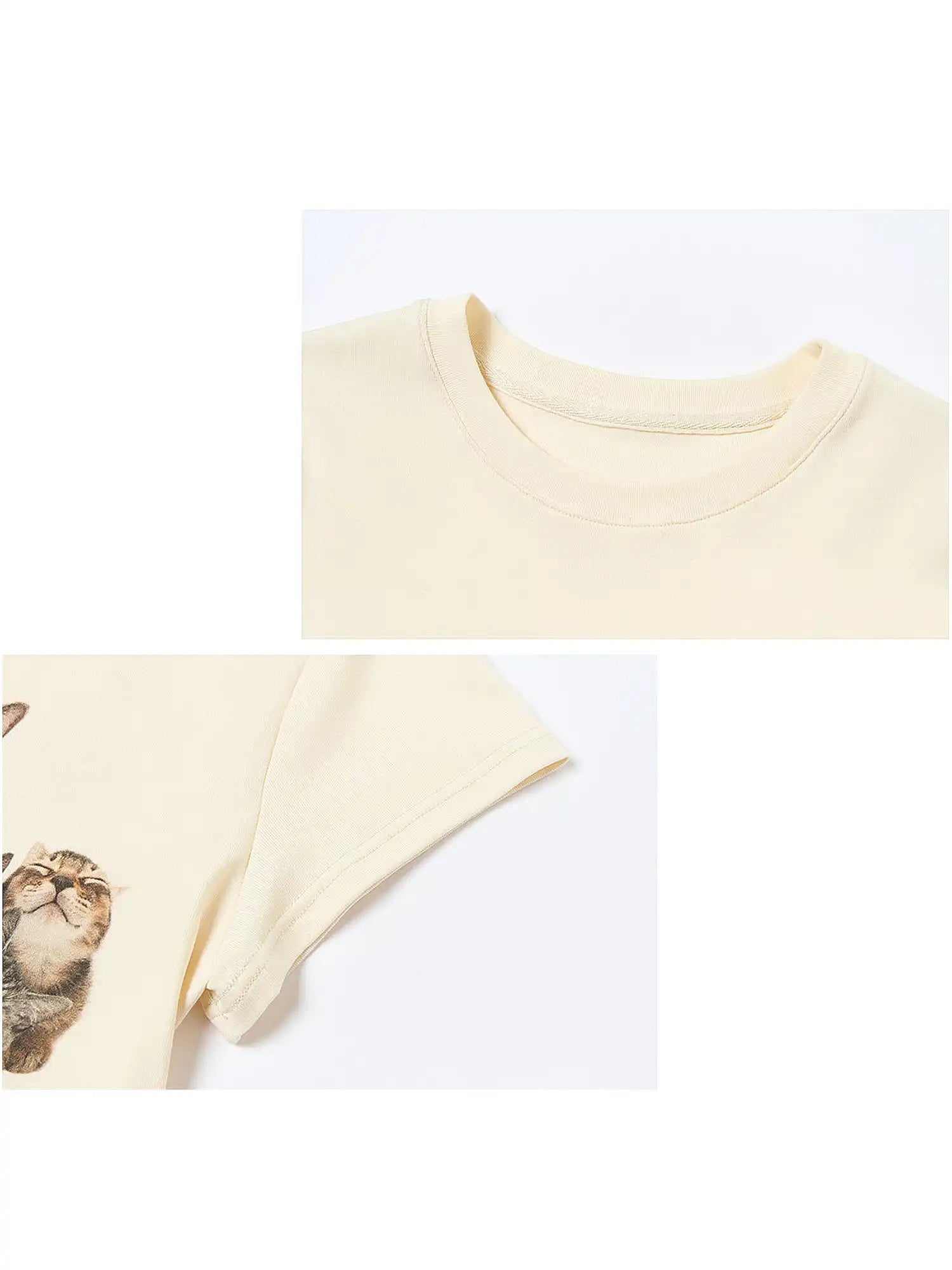 Outtheblue Playful Cat Print Cotton Jersey Cropped Tee | Canton Collective