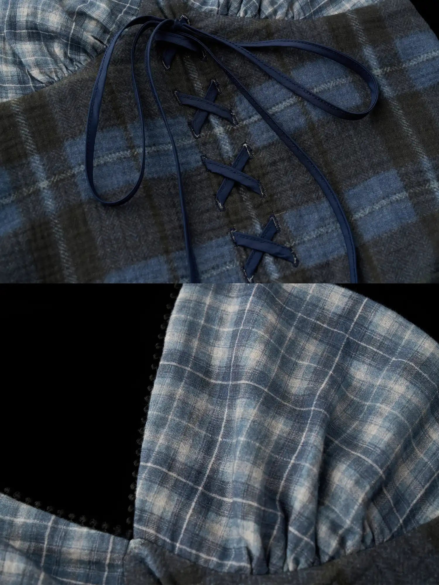 Blue Plaid Halterneck Mesh Mini Dress
