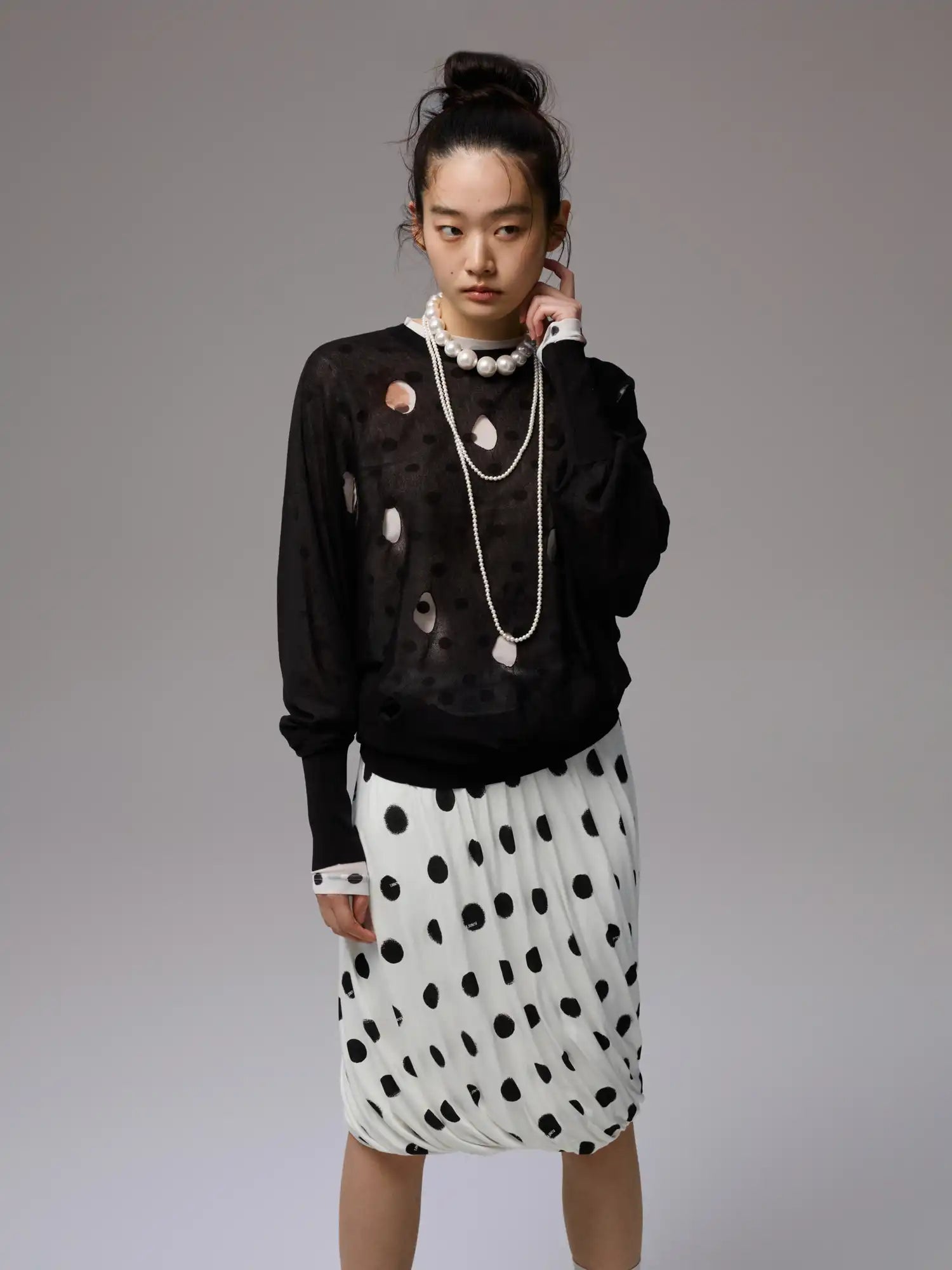 Polka Dot Batwing Top
