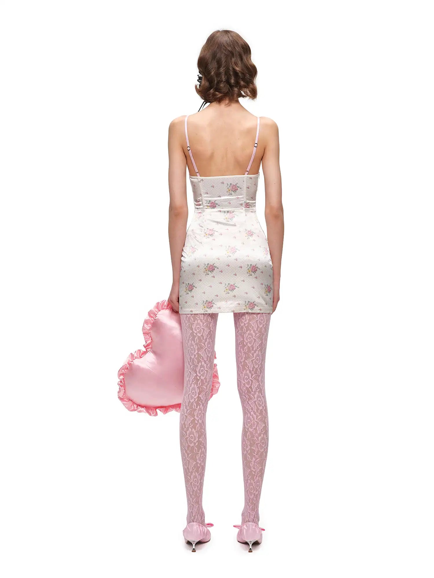 Faux-Layered Satin Lace Mini Dress