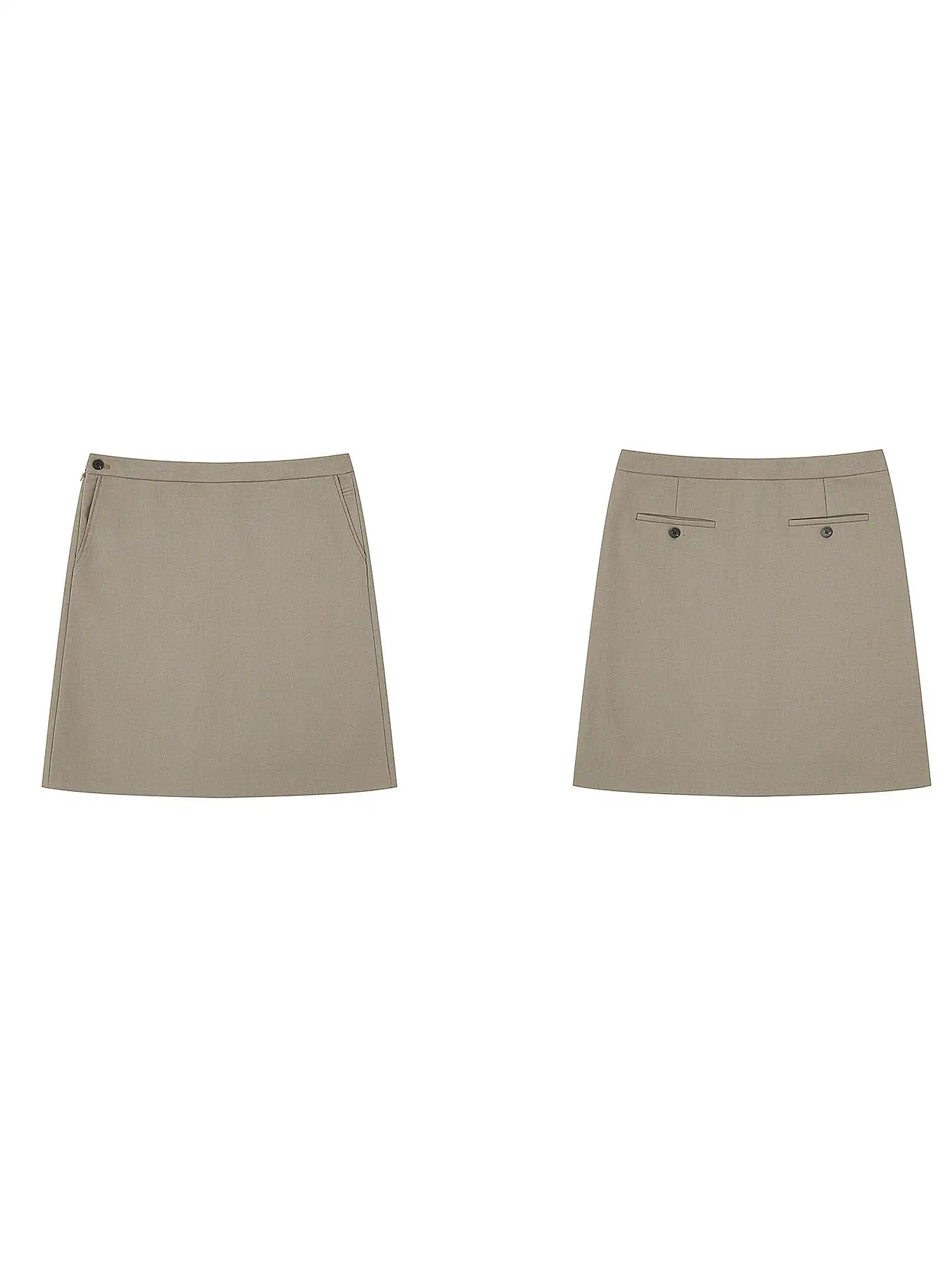 FirstFloor 90s Minimalist Knee-Length Suiting Skirt | Canton Collective