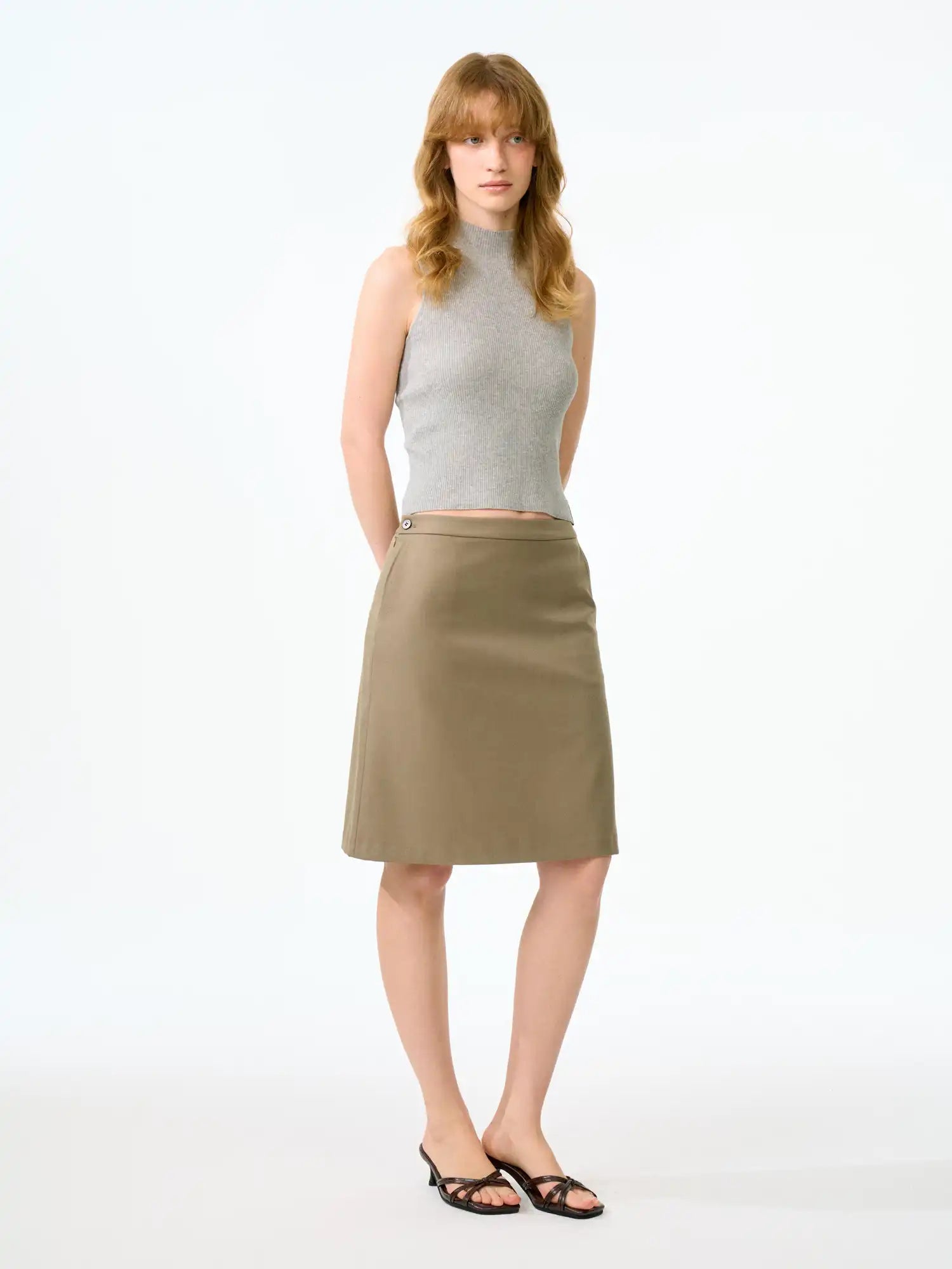 FirstFloor 90s Minimalist Knee-Length Suiting Skirt | Canton Collective