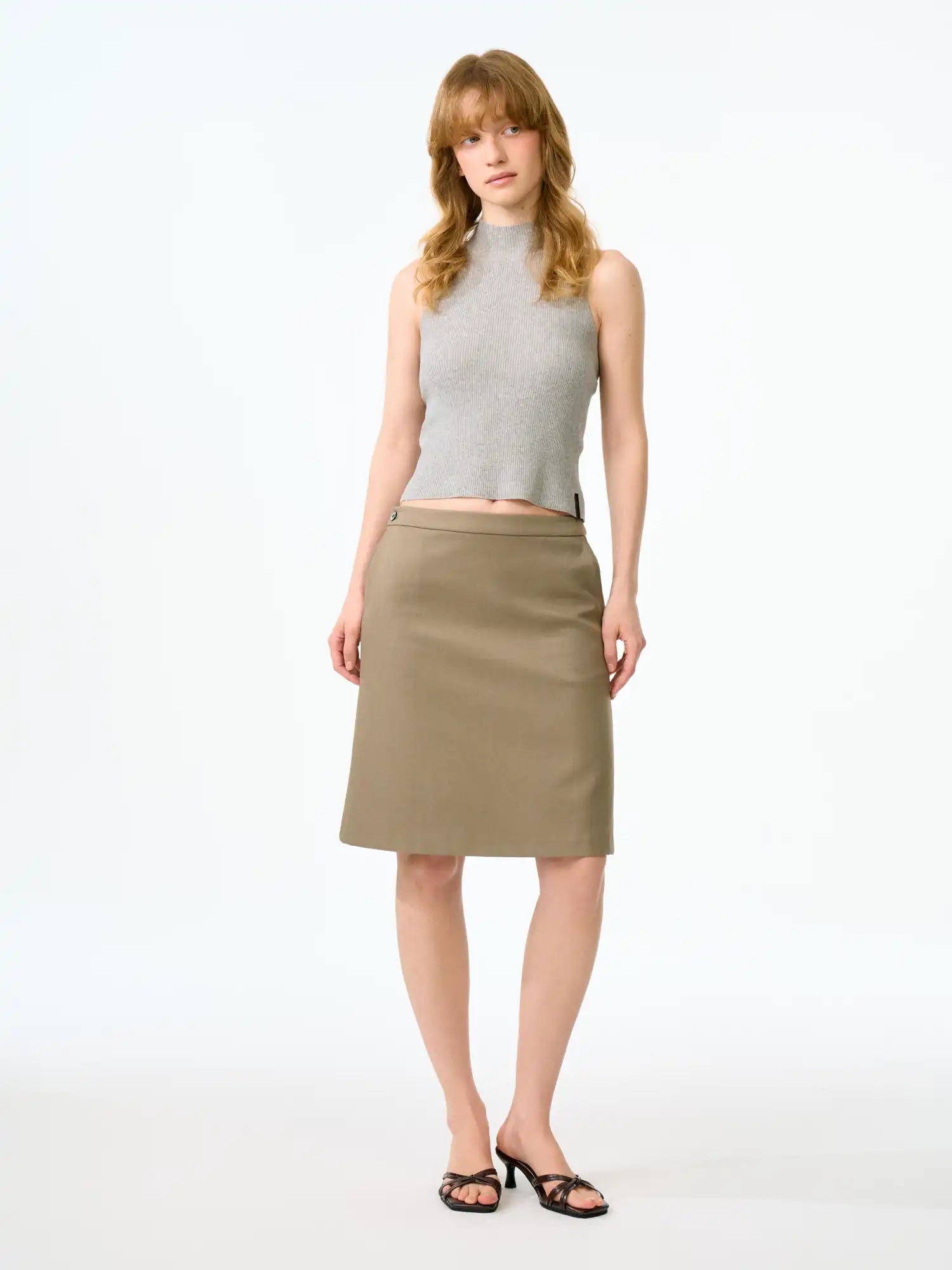 FirstFloor 90s Minimalist Knee-Length Suiting Skirt | Canton Collective