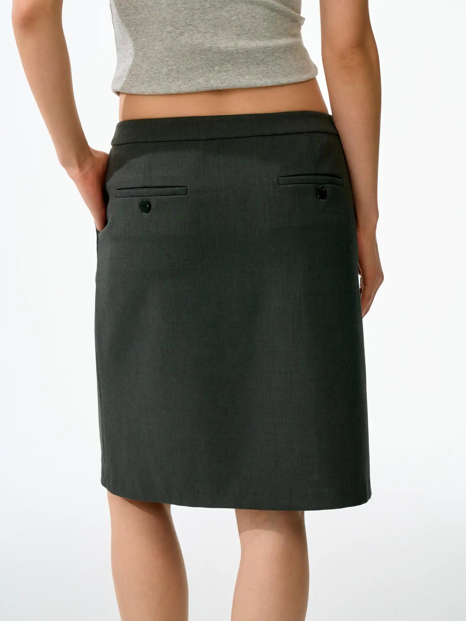 FirstFloor 90s Minimalist Knee-Length Suiting Skirt | Canton Collective