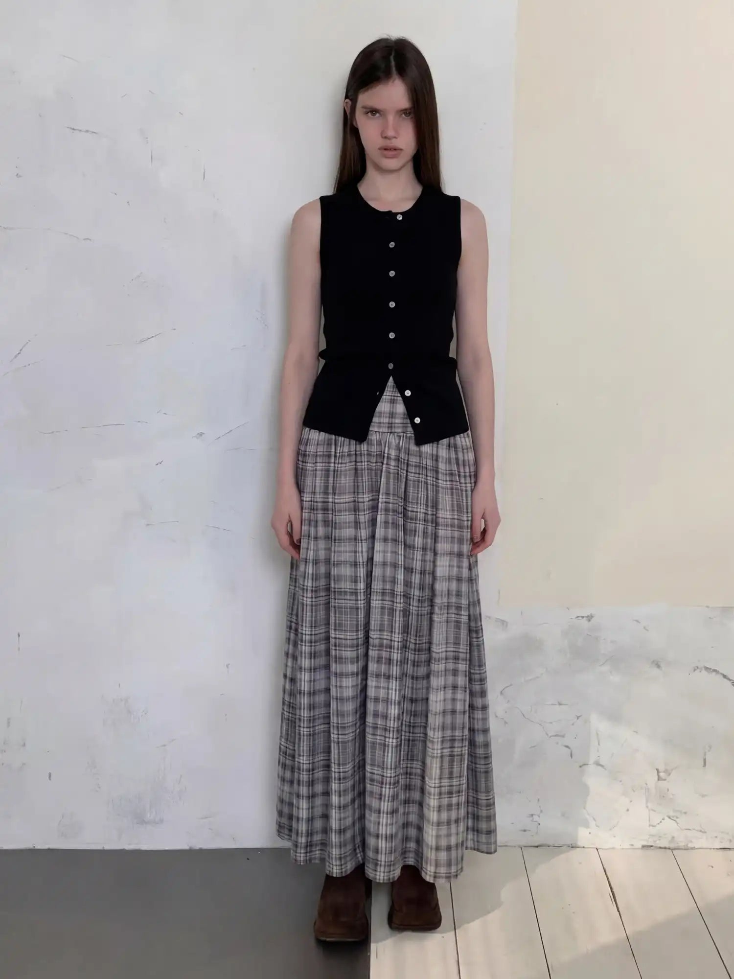 CantonCollective Design 90s Nostalgia Plaid Sheer Mesh Maxi Skirt | Canton Collective