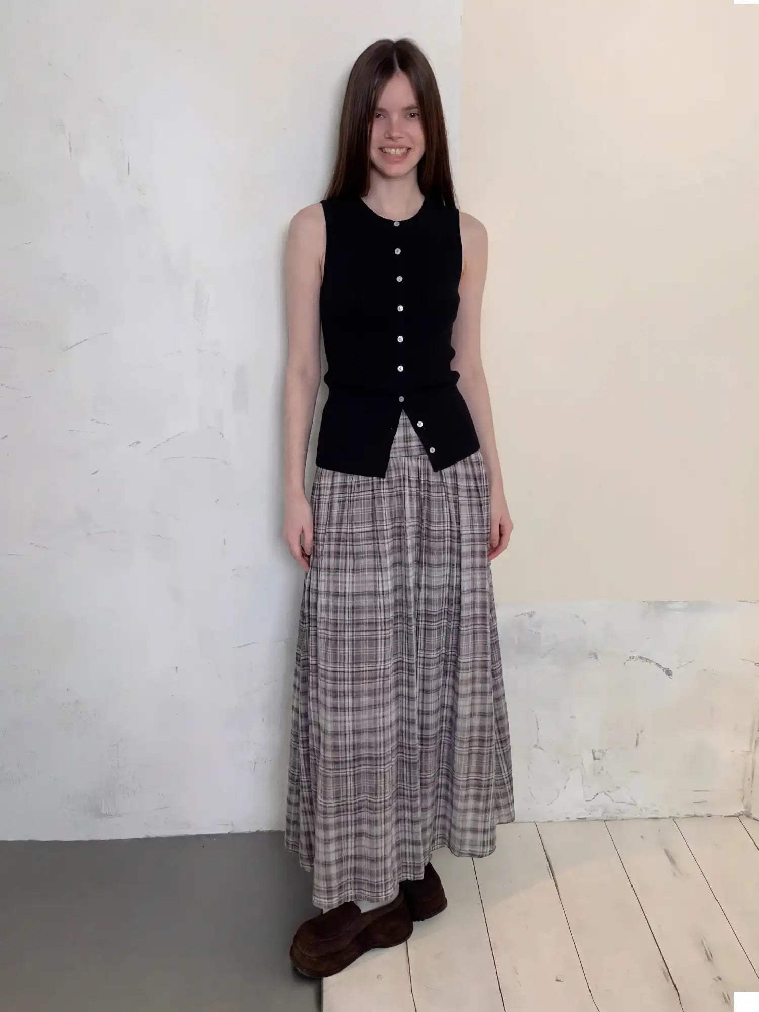 CantonCollective Design 90s Nostalgia Plaid Sheer Mesh Maxi Skirt | Canton Collective