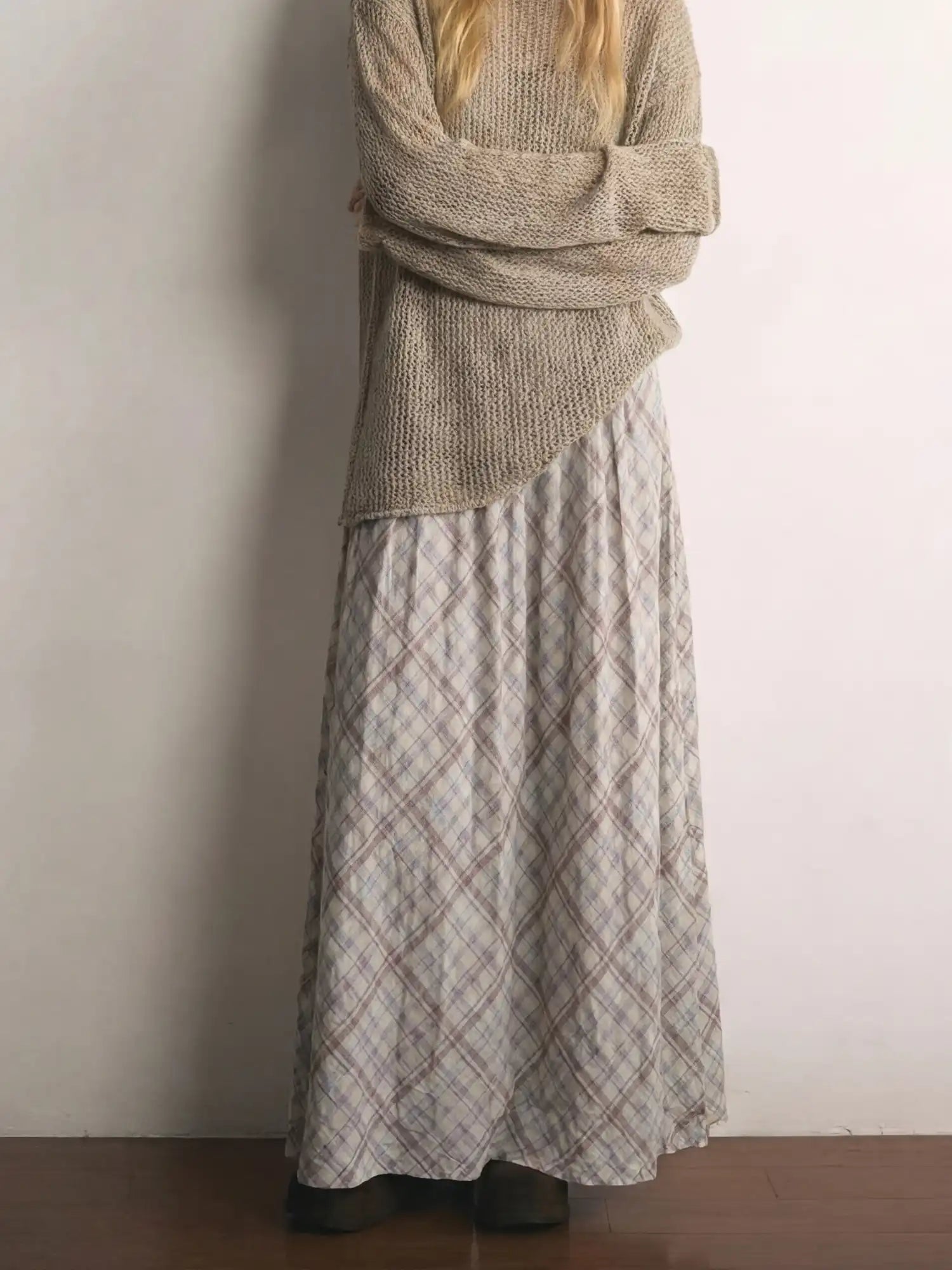 CantonCollective Design 90s Nostalgia Plaid Sheer Mesh Maxi Skirt | Canton Collective