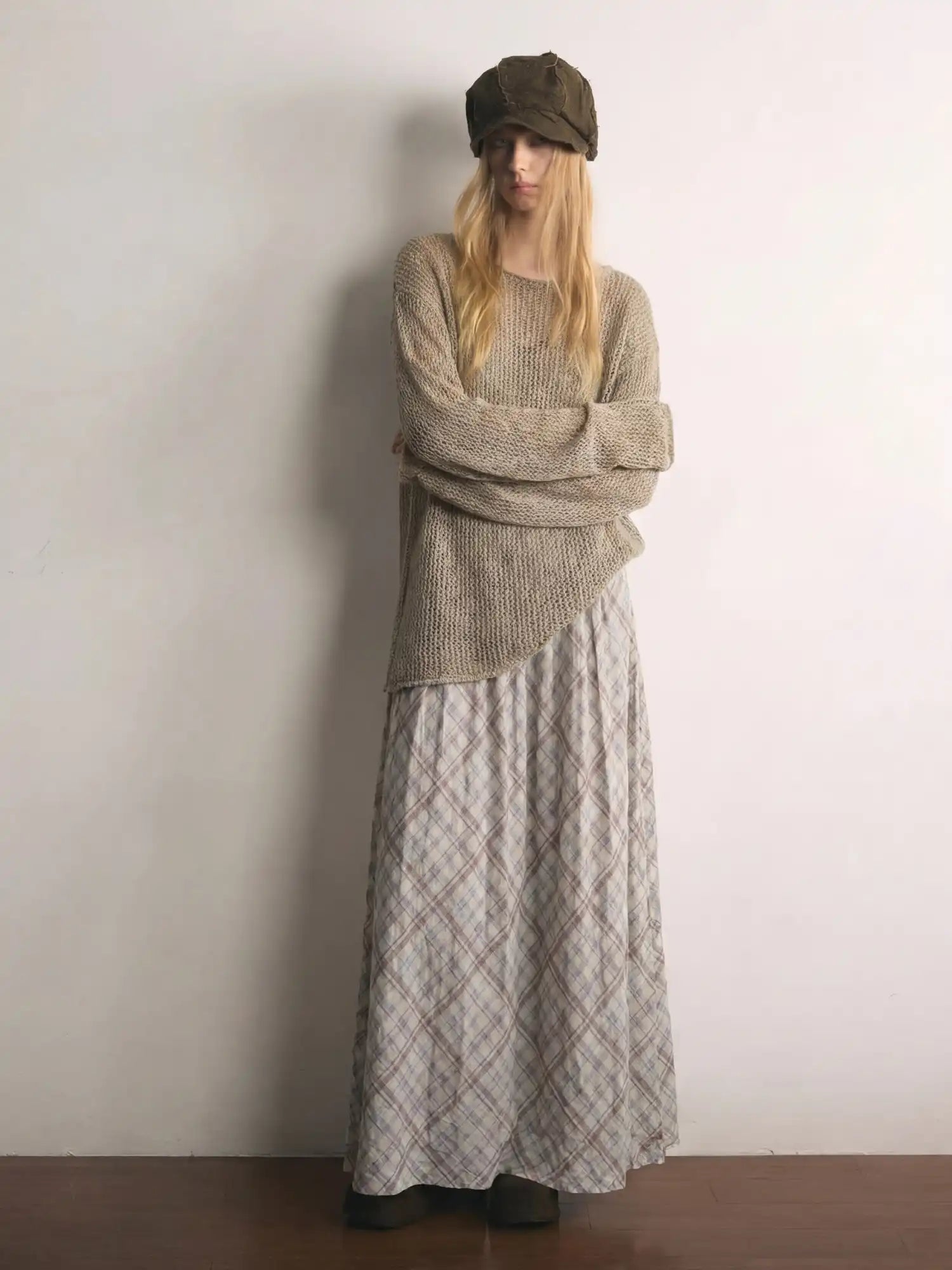 CantonCollective Design 90s Nostalgia Plaid Sheer Mesh Maxi Skirt | Canton Collective
