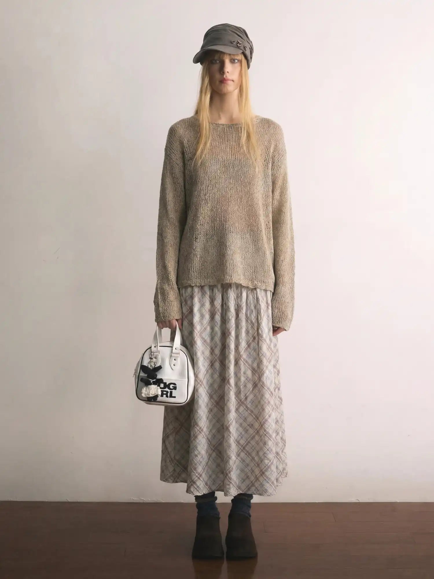 CantonCollective Design 90s Nostalgia Plaid Sheer Mesh Maxi Skirt | Canton Collective