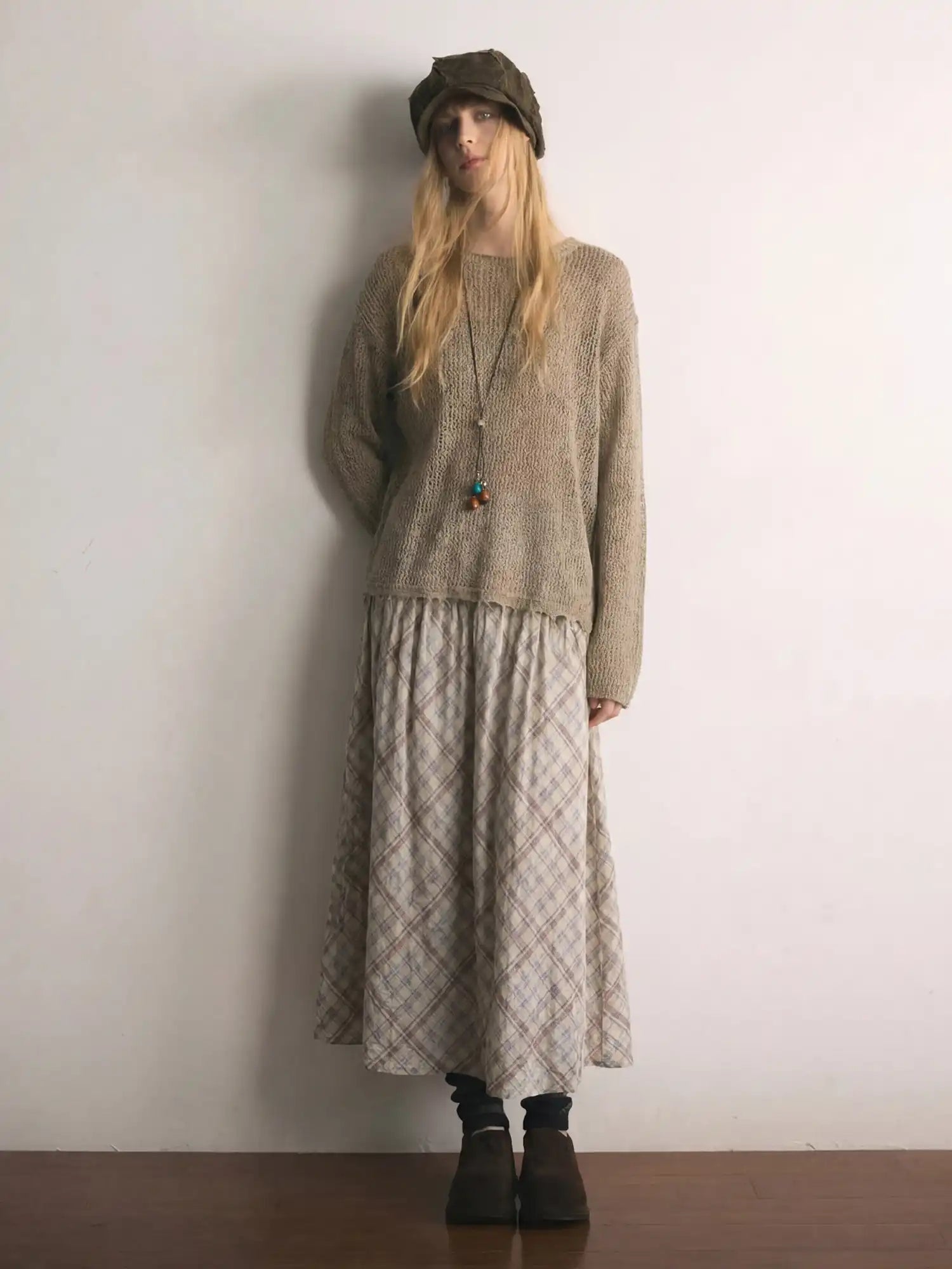 CantonCollective Design 90s Nostalgia Plaid Sheer Mesh Maxi Skirt | Canton Collective