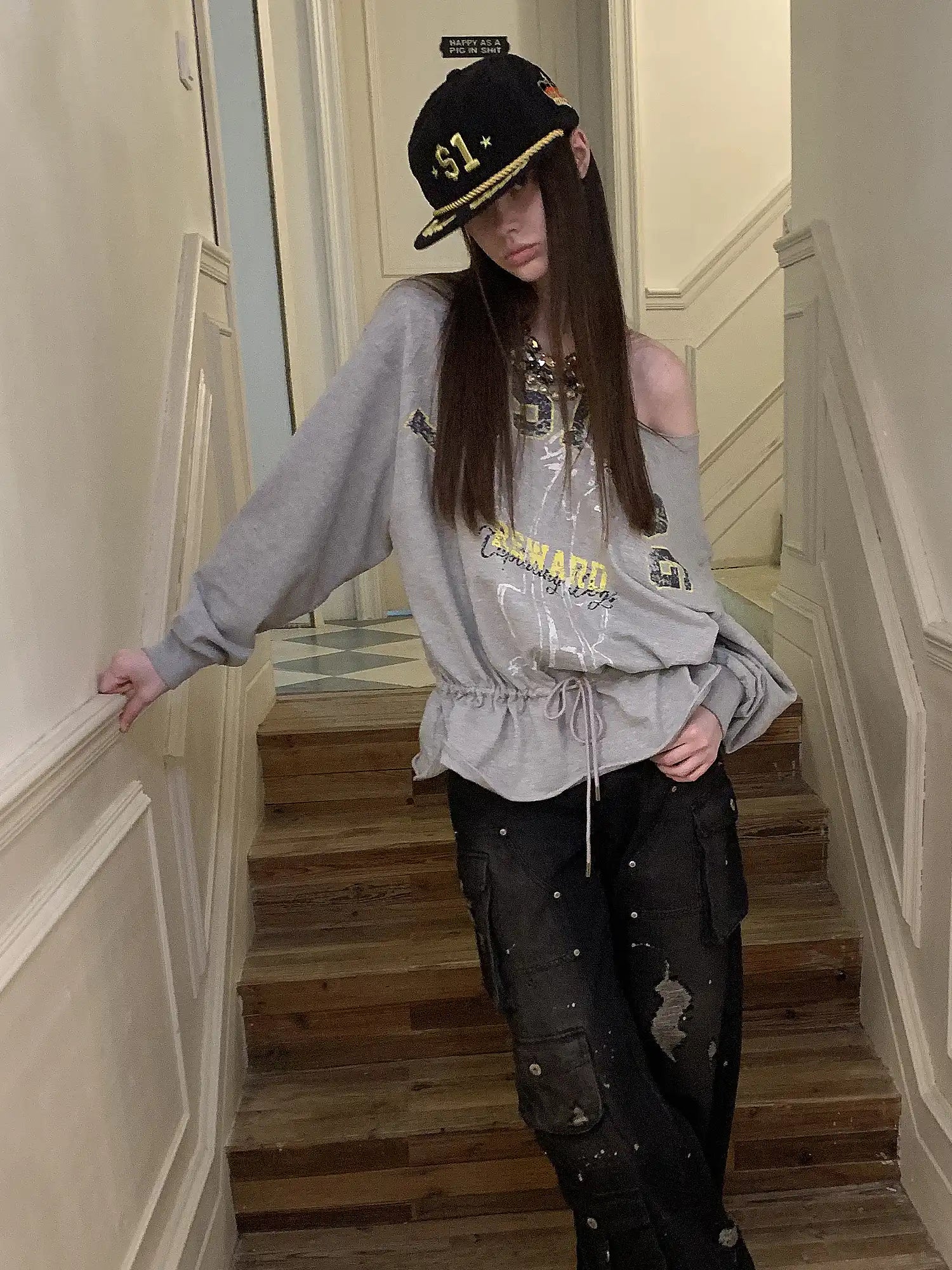 1Jinn Studio American Letter Dog Graphic Y2K Oversized Sweatshirt | Canton Collective