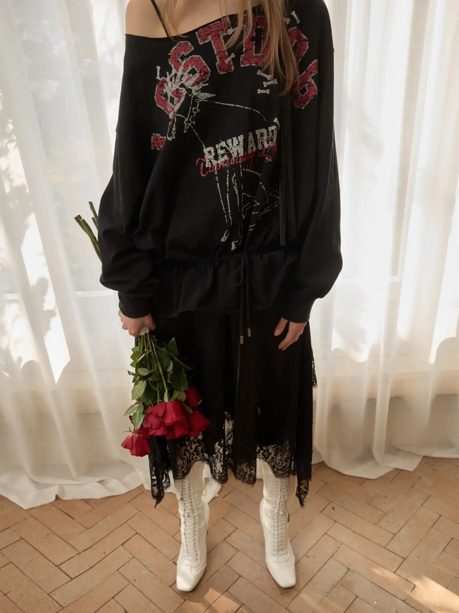 1Jinn Studio American Letter Dog Graphic Y2K Oversized Sweatshirt | Canton Collective