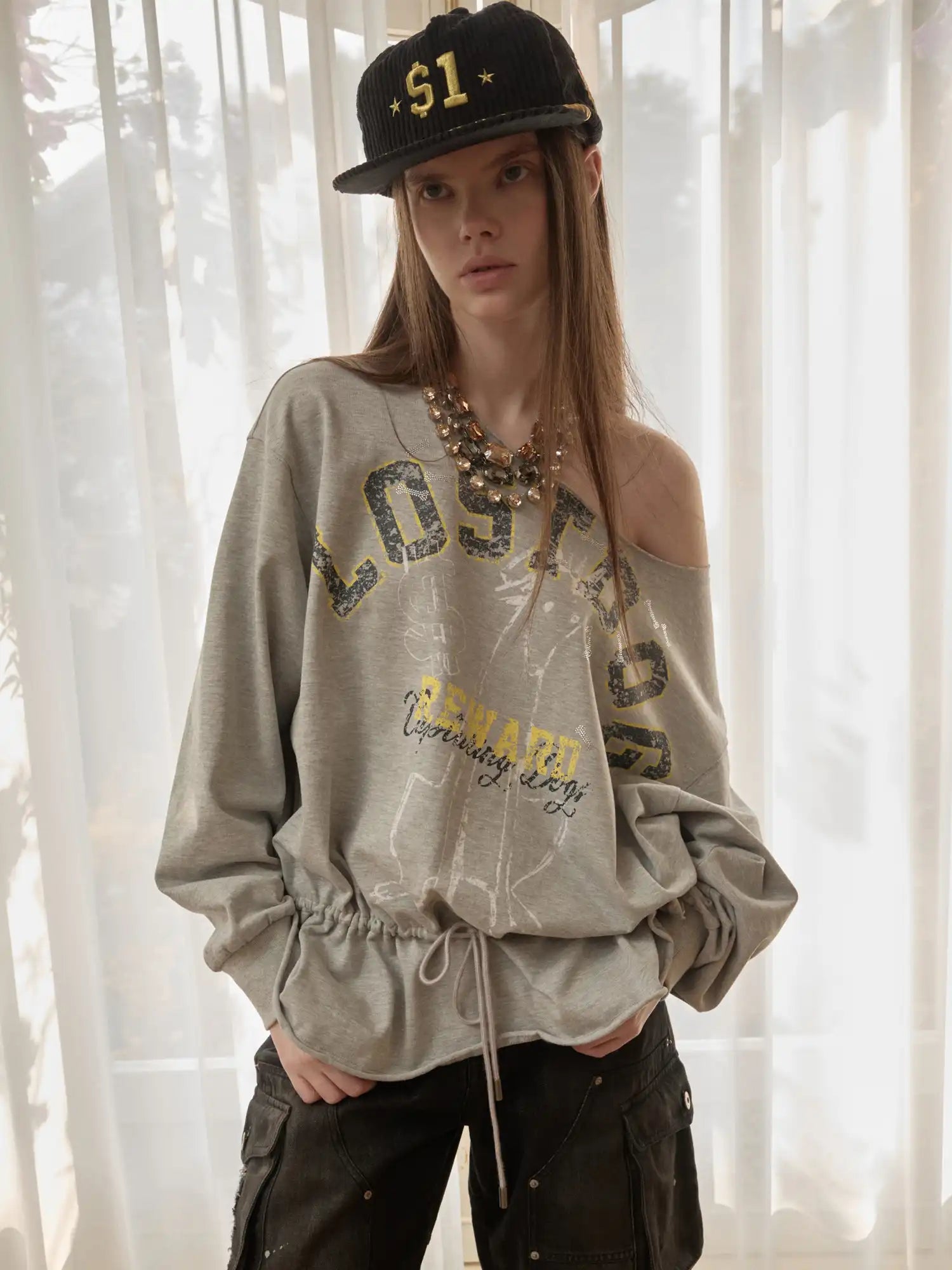 1Jinn Studio American Letter Dog Graphic Y2K Oversized Sweatshirt | Canton Collective