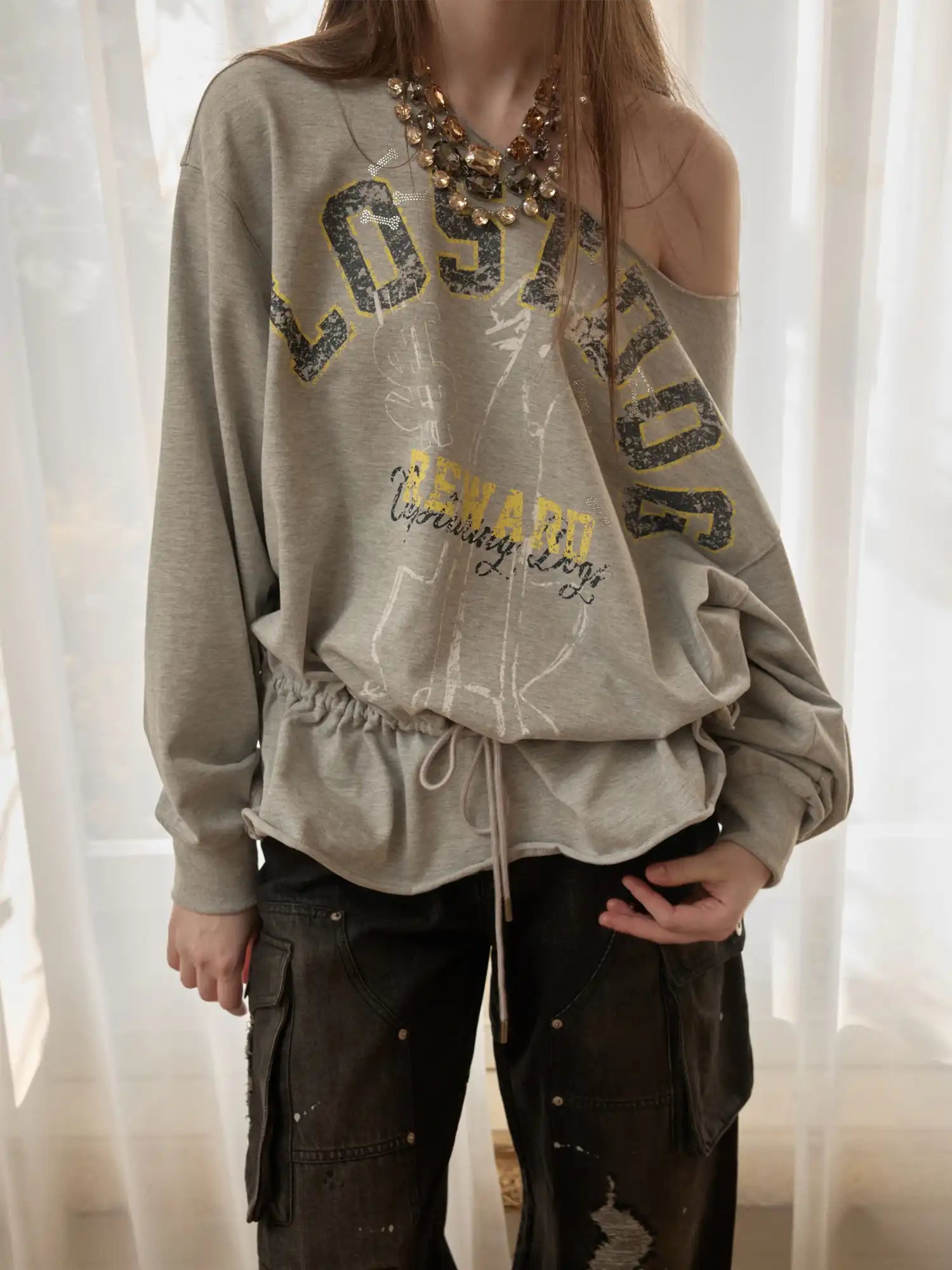 1Jinn Studio American Letter Dog Graphic Y2K Oversized Sweatshirt | Canton Collective